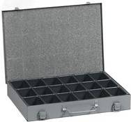 allit Kleinteilekoffer EuroPlus Metall 34/18, grau aus pulverbeschichtetem Stahlblech, Tiefzieheinlage