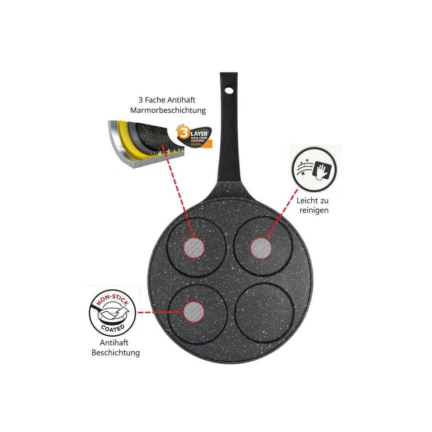 Pfannkuchen Pfanne Ø26cm Induktion Alu Guss Spiegelei Crepespfanne Pancake geeignet für alle Herdarten