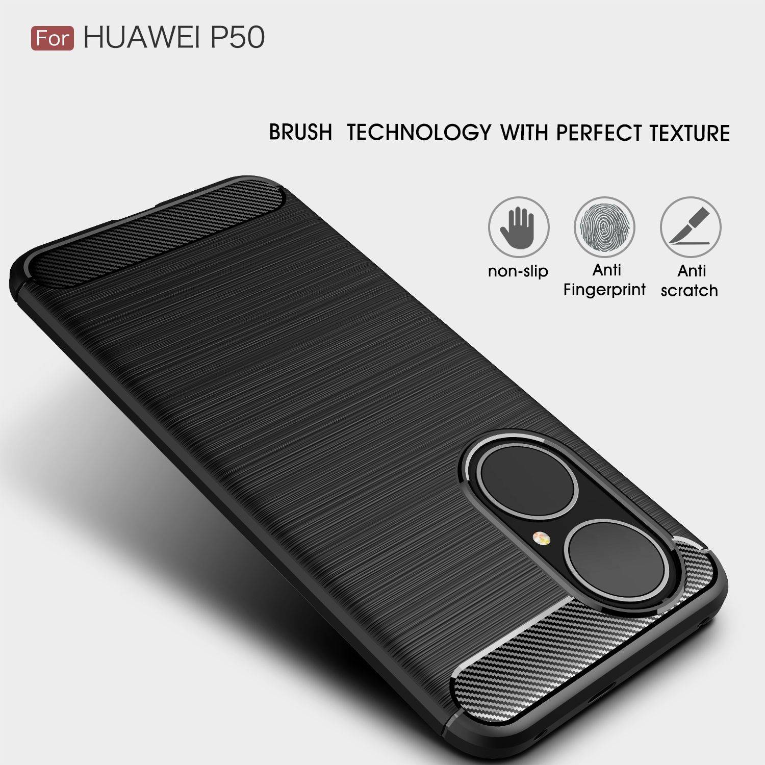 Huawei P50 Handyhülle Backcover Schwarz