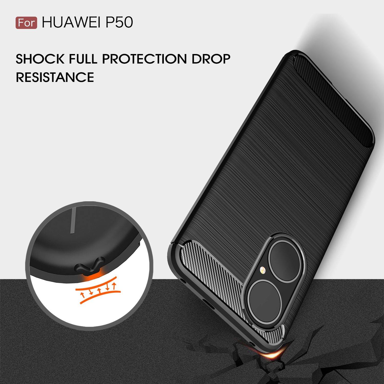 Huawei P50 Handyhülle Backcover Schwarz
