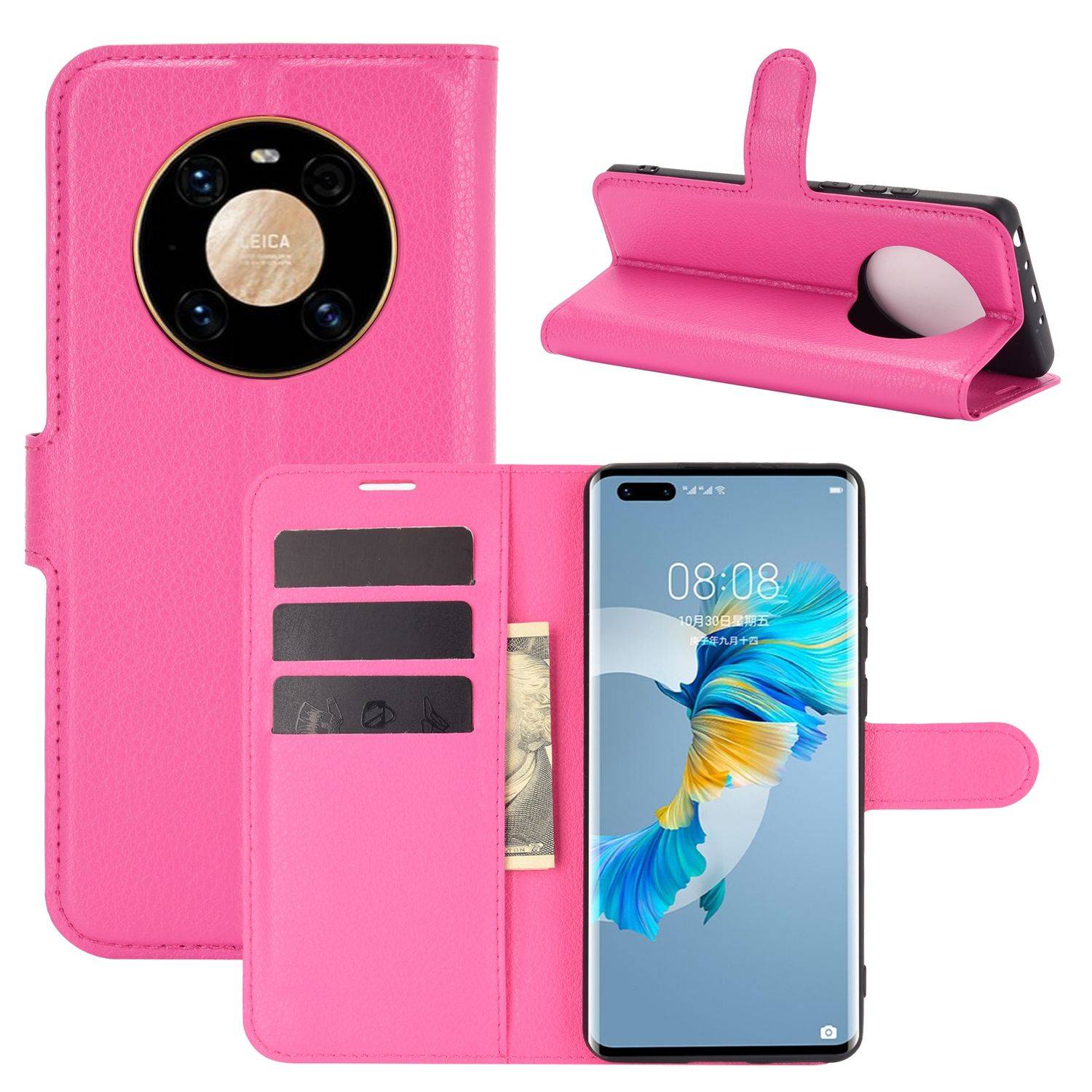 Huawei Mate 40 Pro Handyhülle Bookcover Rosa