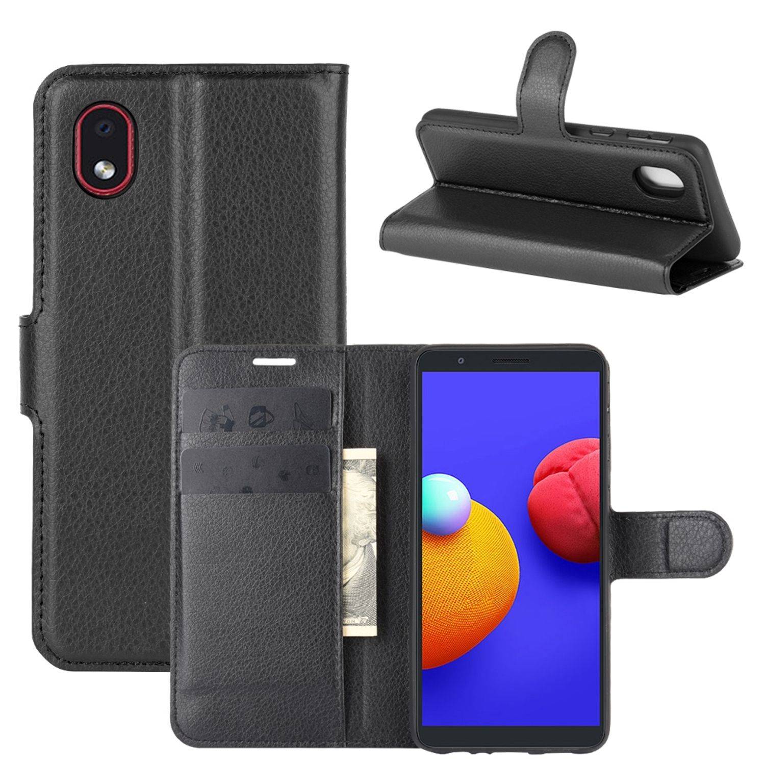 Hülle kompatibel mit Samsung Galaxy A01 Core Kunstleder Handyhülle - Handy Case Schwarz