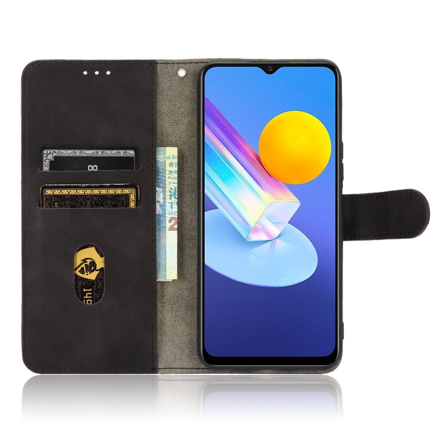 Vivo Y72 5G Handyhülle Bookcover Schwarz