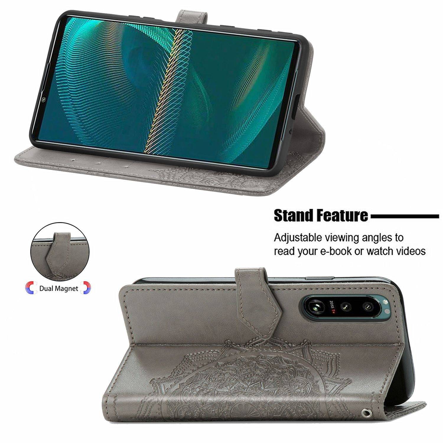Sony Xperia 5 III Handyhülle Bookcover Grau