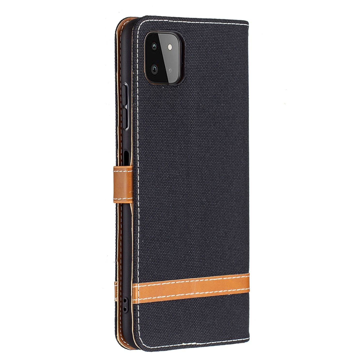 Hülle kompatibel mit Samsung Galaxy A22 5G Kunstleder Handyhülle - Handy Case Schwarz