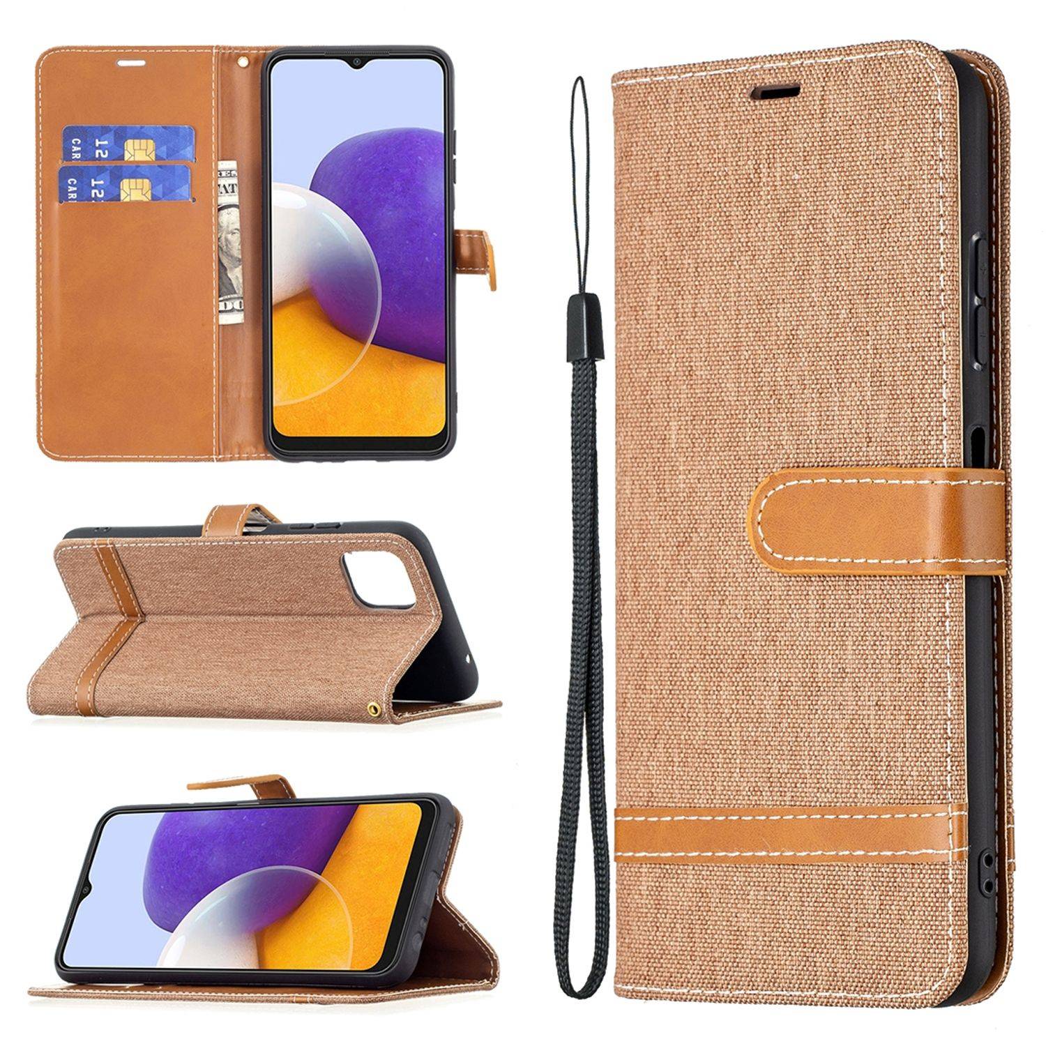 Samsung Galaxy A22 5G Handyhülle Bookcover Braun
