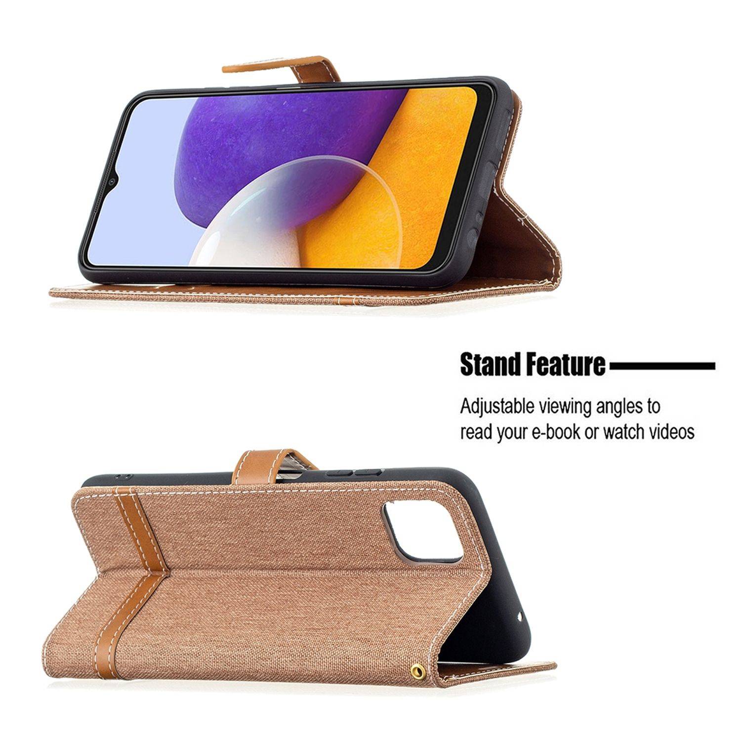 Samsung Galaxy A22 5G Handyhülle Bookcover Braun