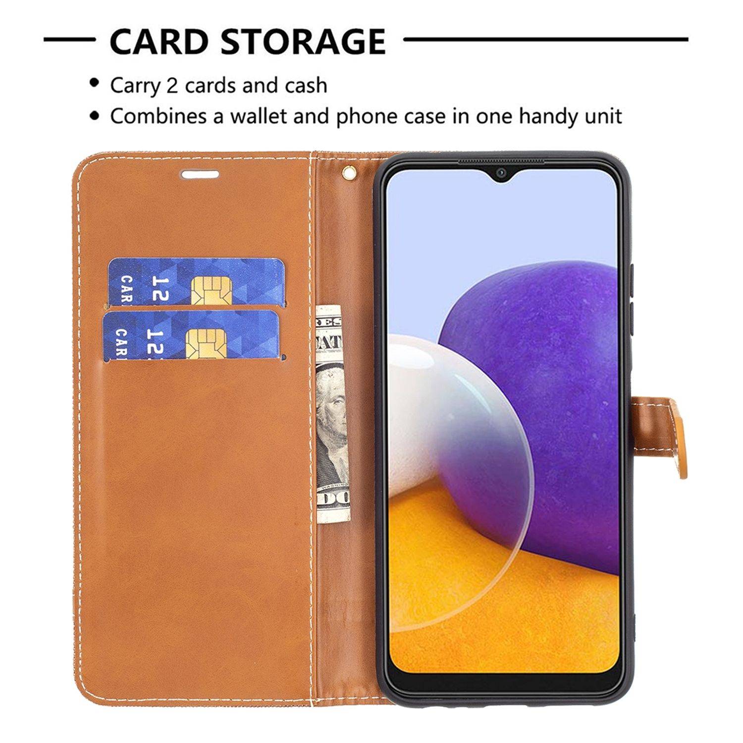 Samsung Galaxy A22 5G Handyhülle Bookcover Braun