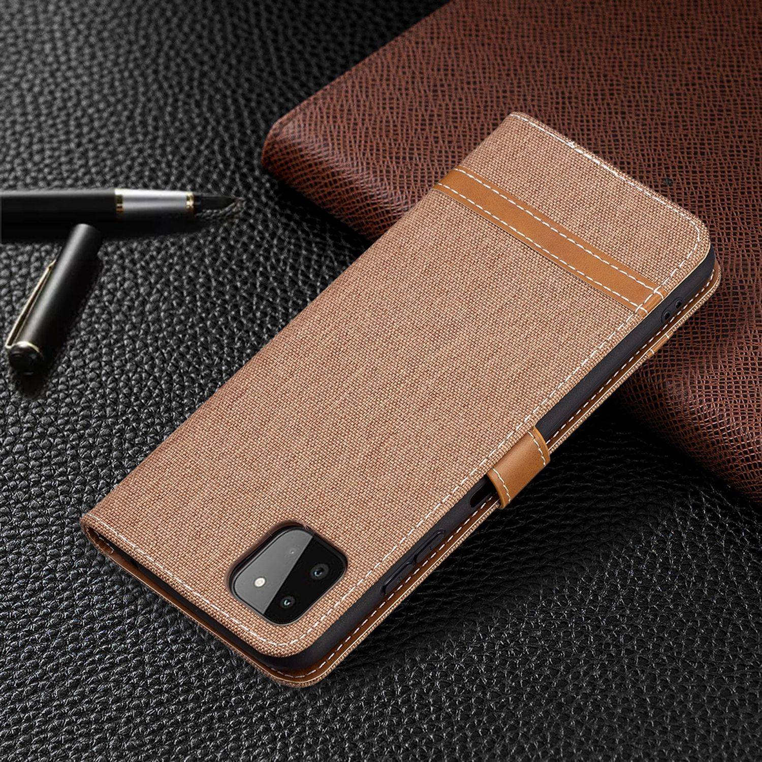 Samsung Galaxy A22 5G Handyhülle Bookcover Braun