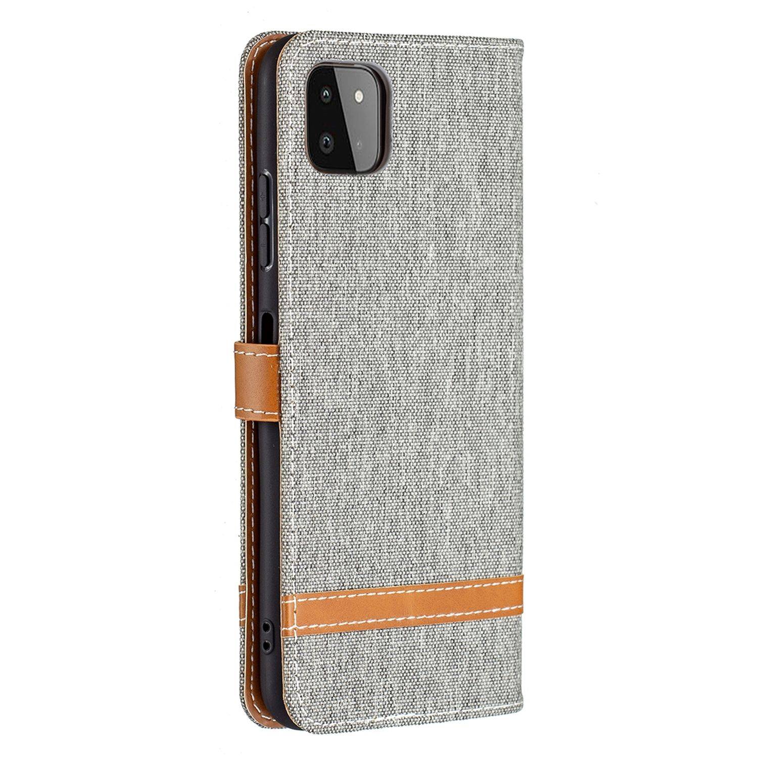 Hülle kompatibel mit Samsung Galaxy A22 5G Kunstleder Handyhülle - Handy Case Grau