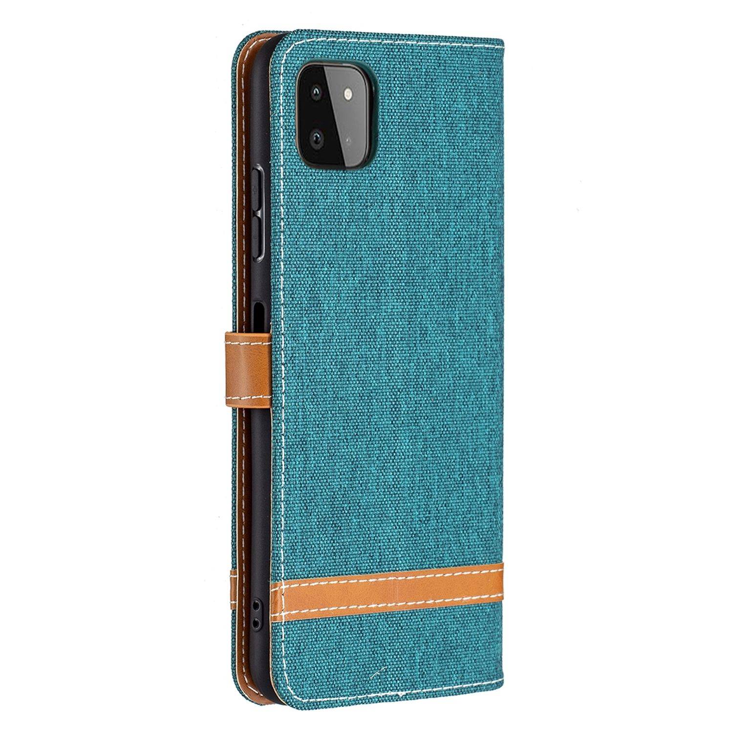 Hülle kompatibel mit Samsung Galaxy A22 5G Kunstleder Handyhülle - Handy Case Grün