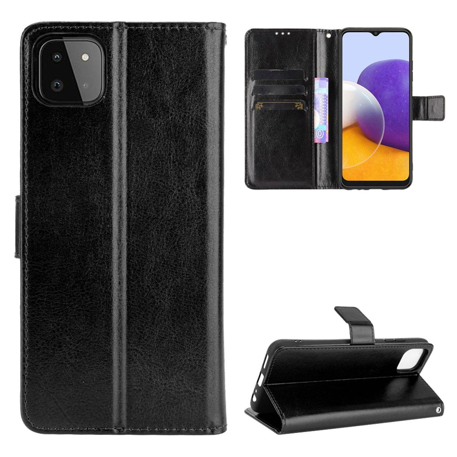 Samsung Galaxy A22 5G Handyhülle Bookcover Schwarz