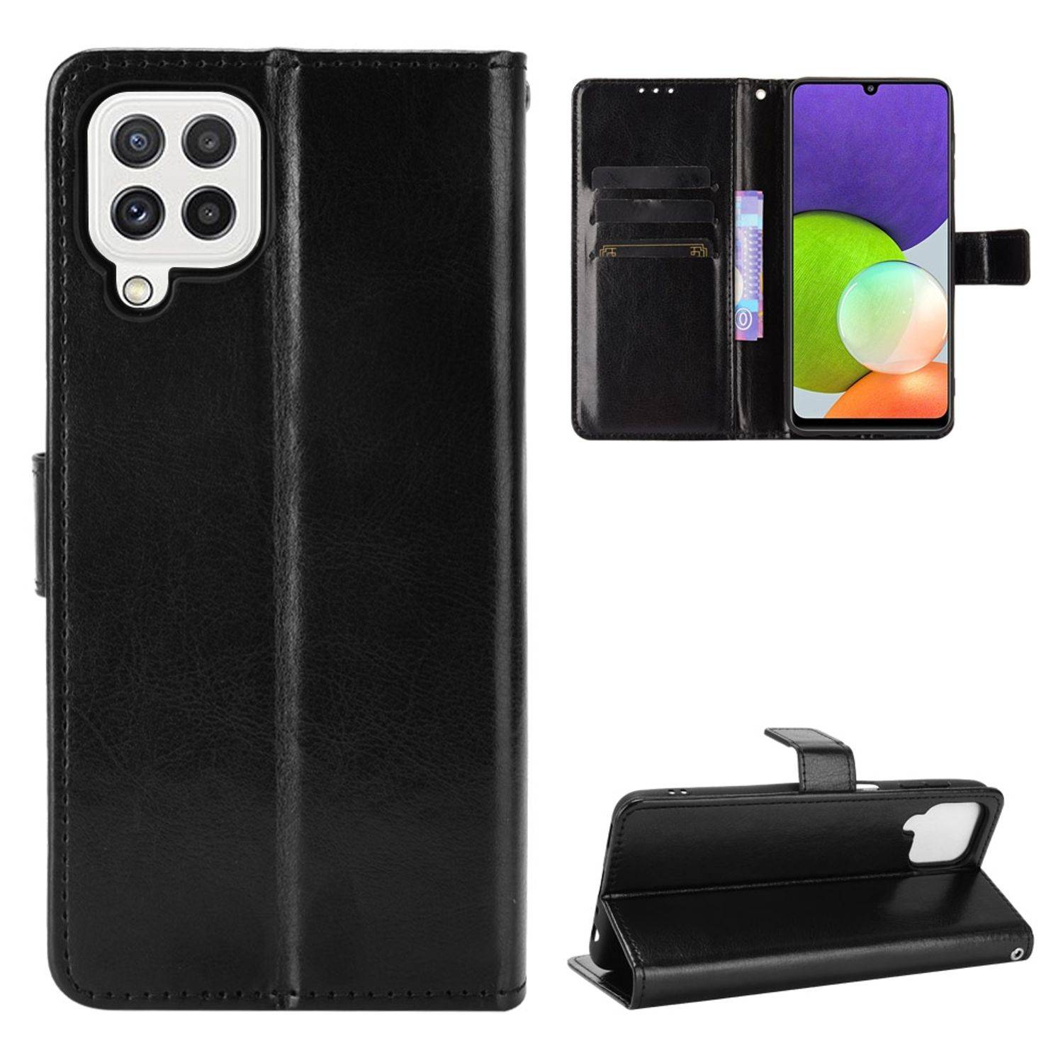 Samsung Galaxy A22 4G Handyhülle Bookcover Schwarz