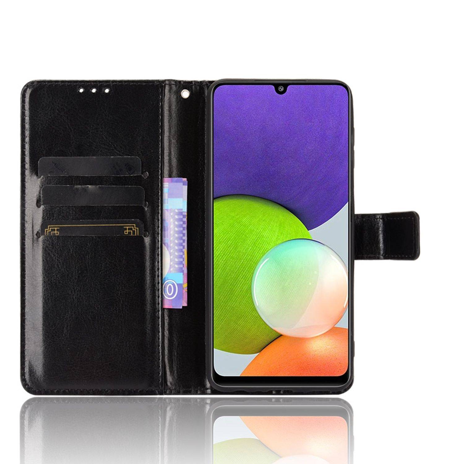 Samsung Galaxy A22 4G Handyhülle Bookcover Schwarz