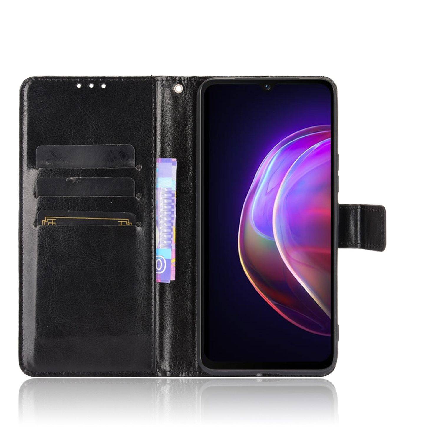 Vivo V21 4G / 5G Handyhülle Bookcover Schwarz