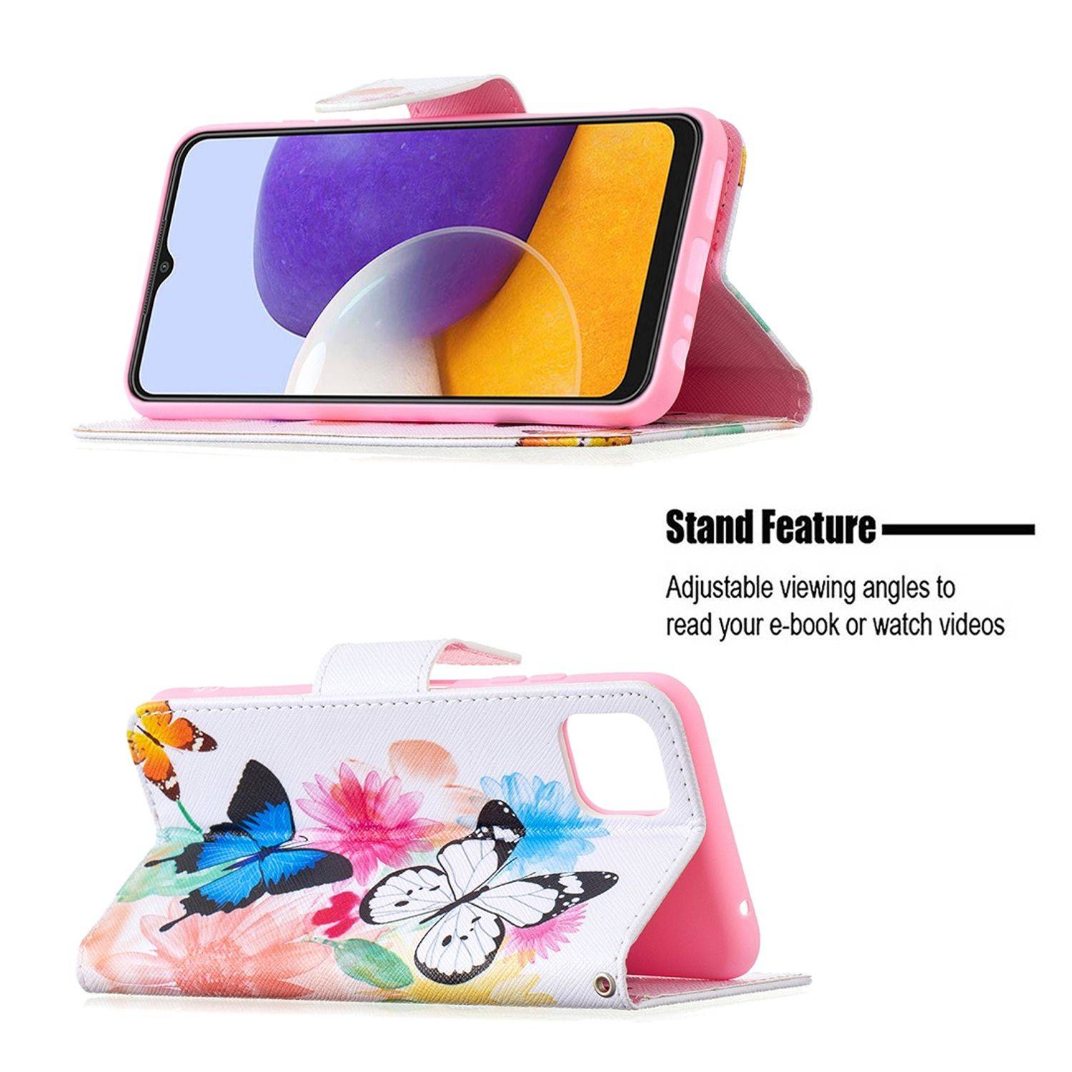 Samsung Galaxy A22 5G Handyhülle Bookcover Weiß