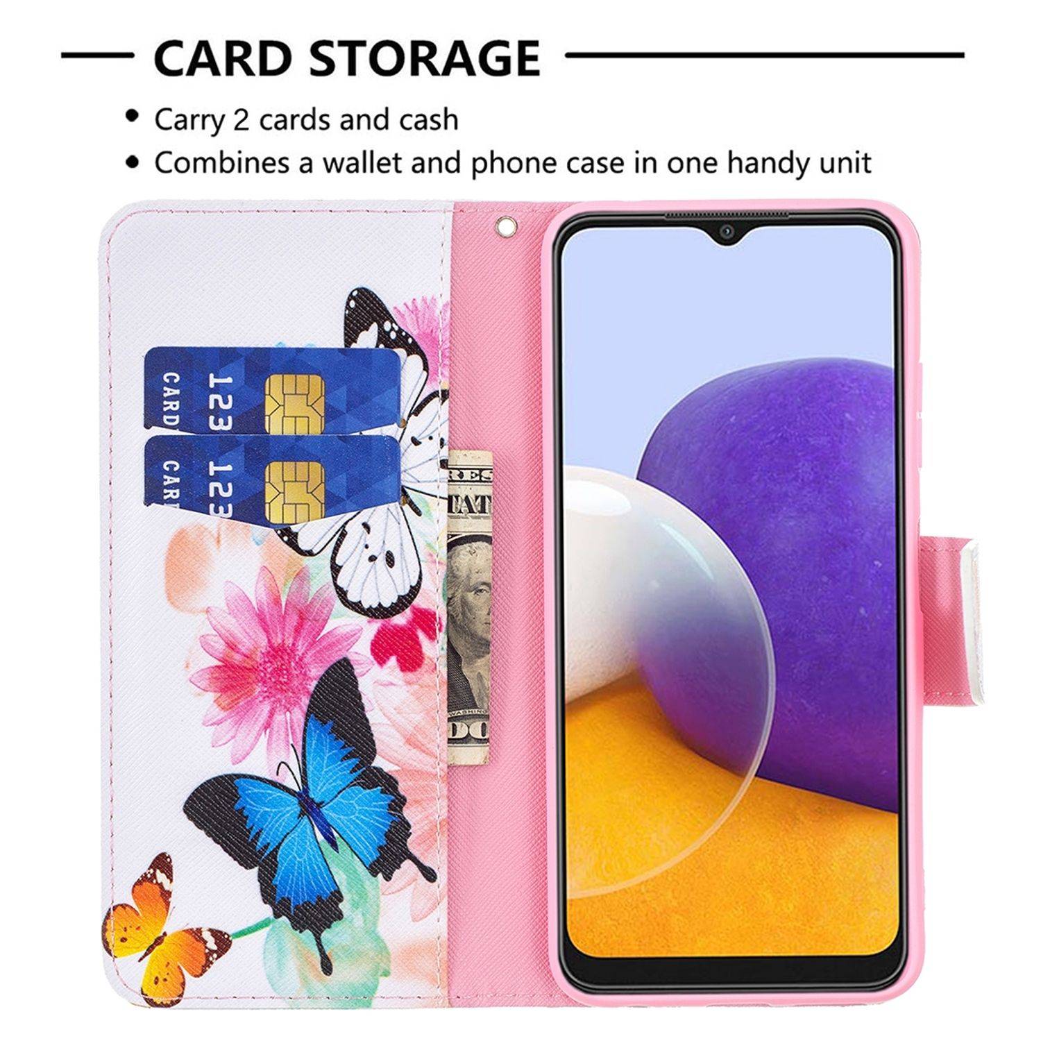 Samsung Galaxy A22 5G Handyhülle Bookcover Weiß
