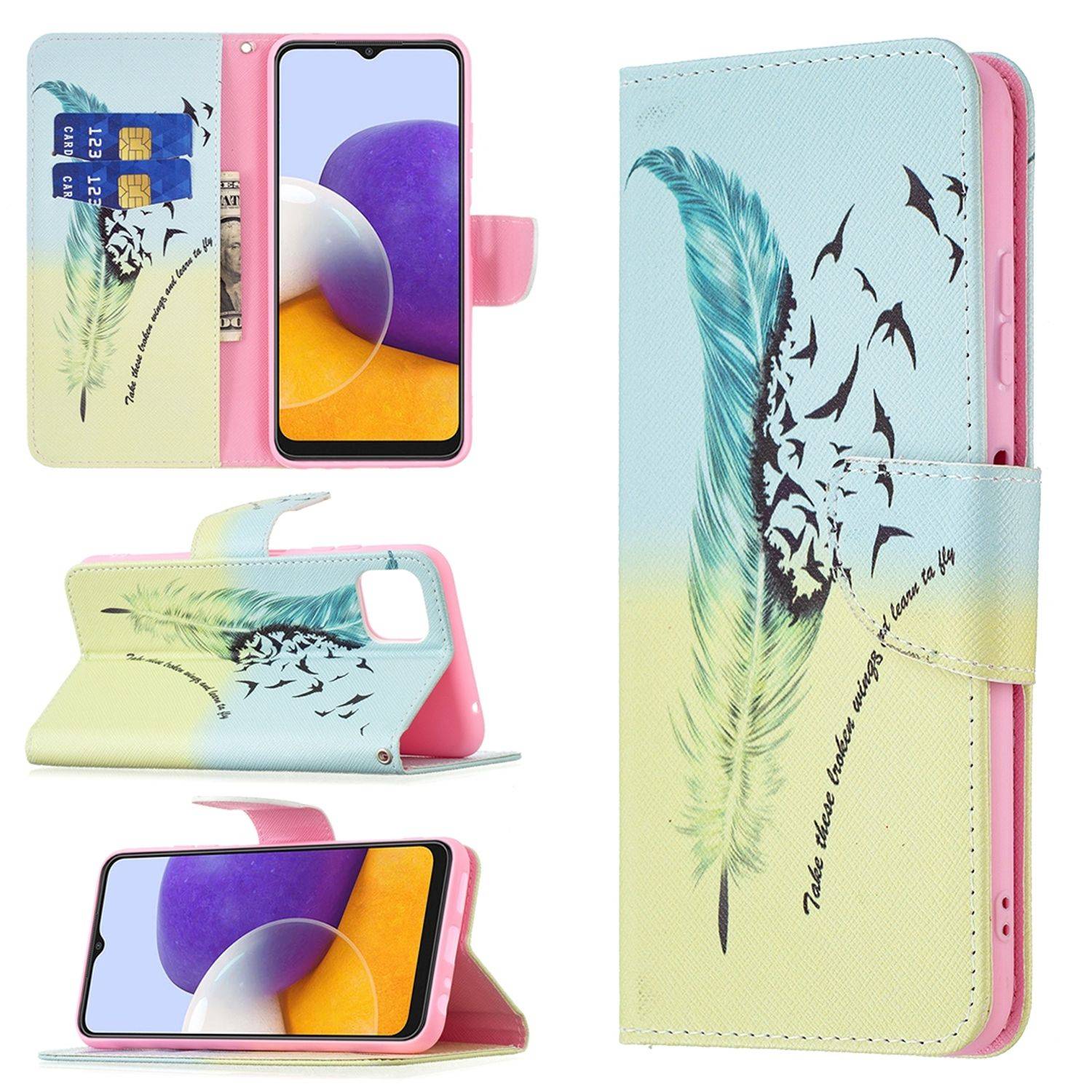 Samsung Galaxy A22 5G Handyhülle Bookcover Mehrfarbig