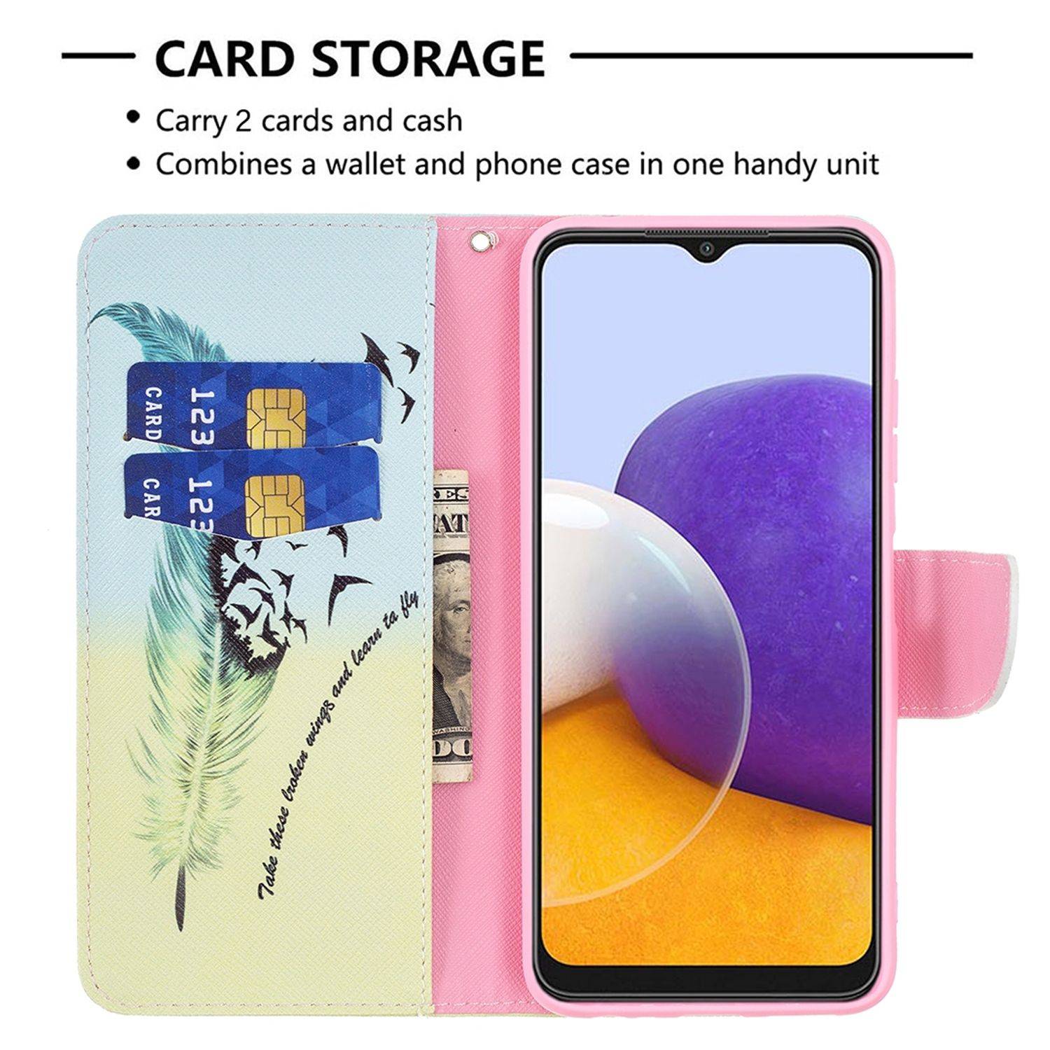 Samsung Galaxy A22 5G Handyhülle Bookcover Mehrfarbig