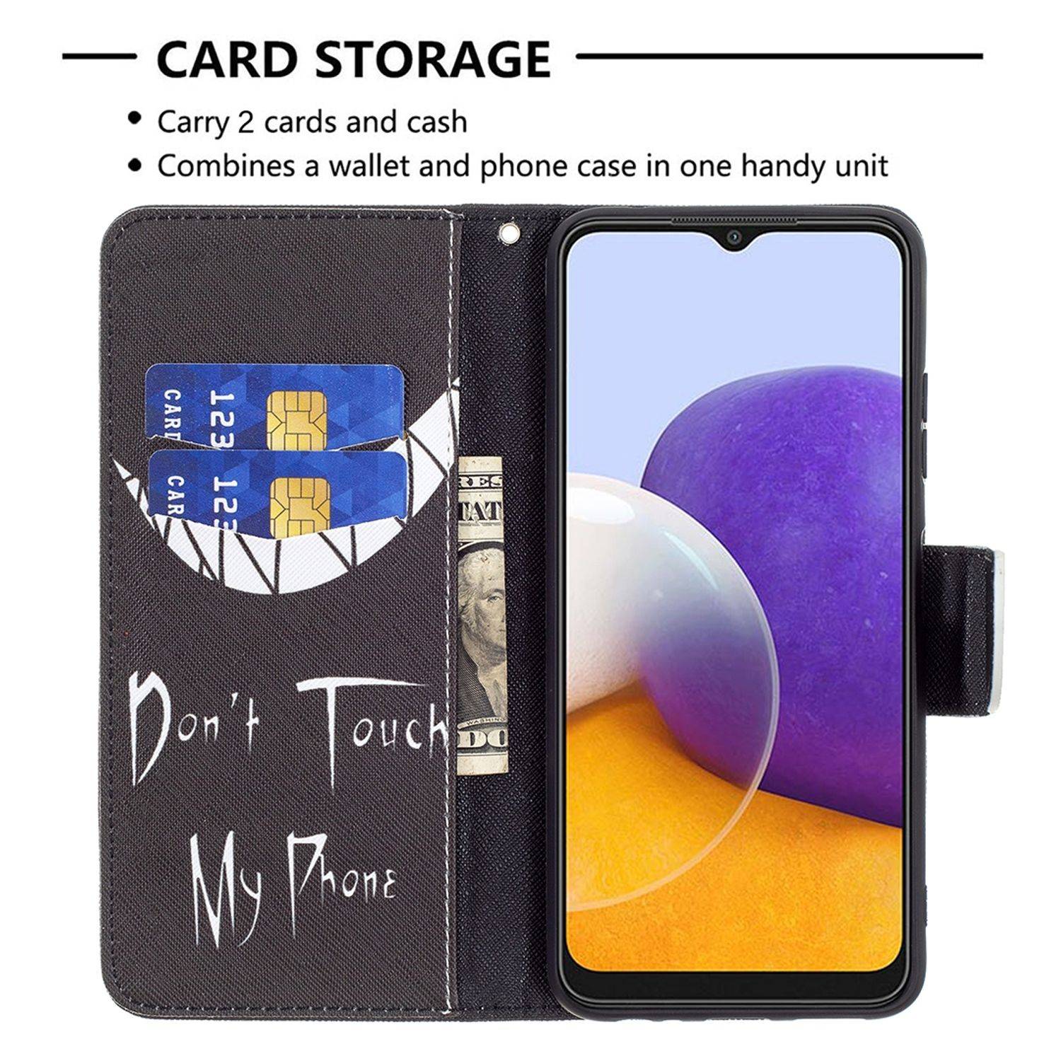 Samsung Galaxy A22 5G Handyhülle Bookcover Schwarz