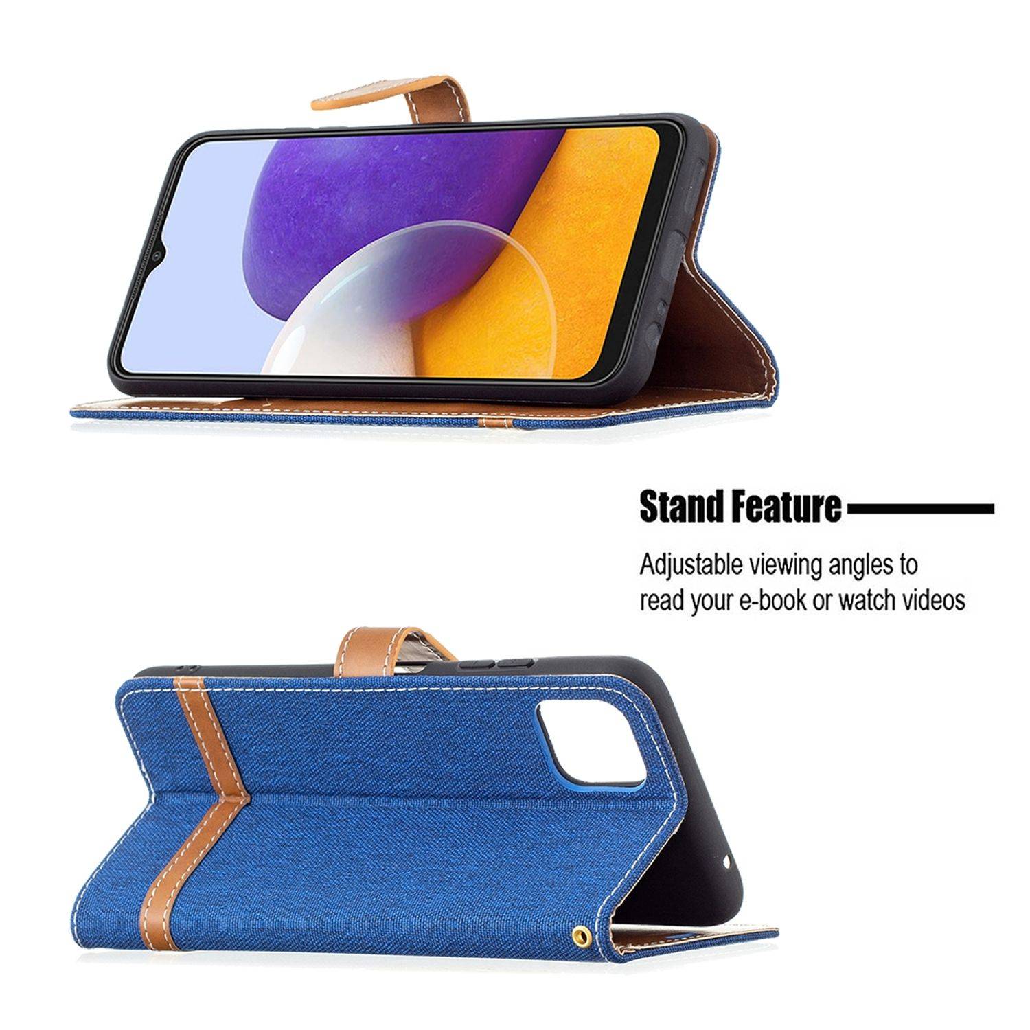 Samsung Galaxy A22 5G Handyhülle Bookcover Blau