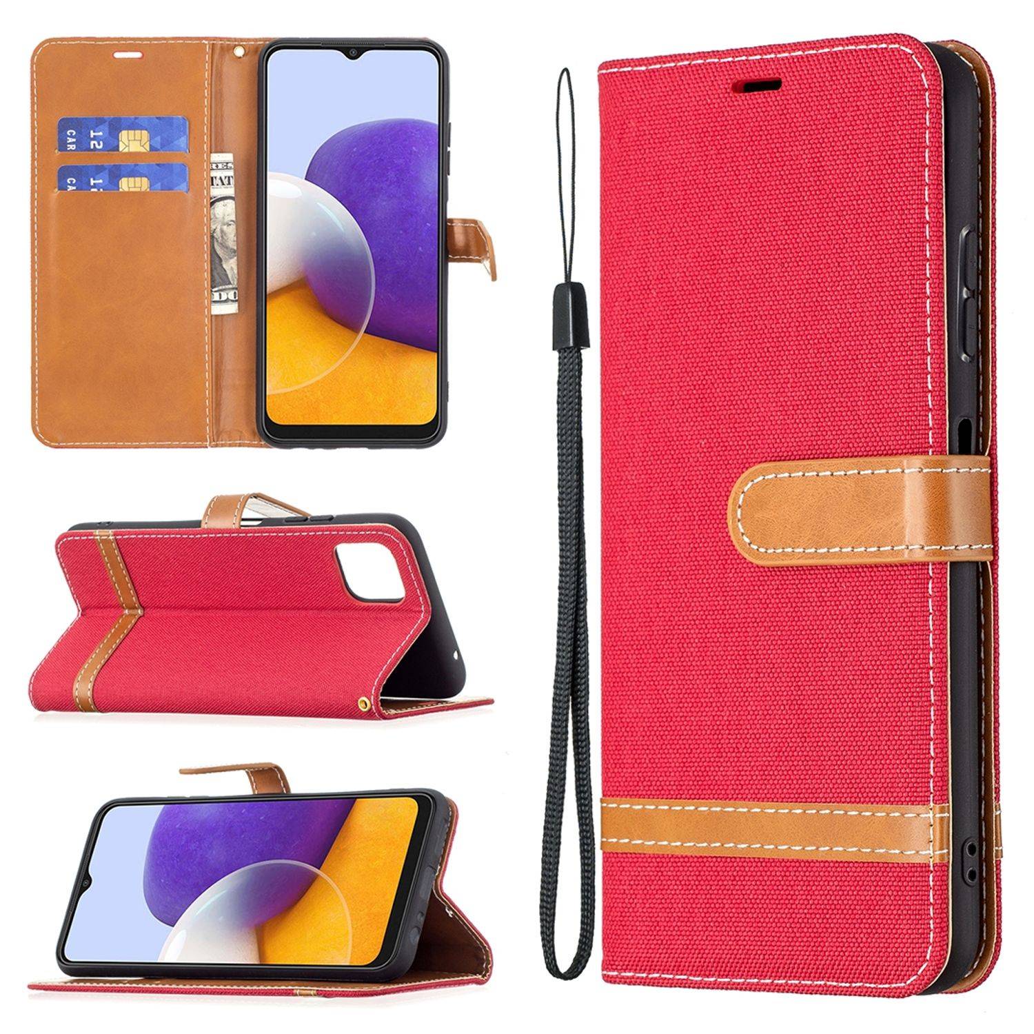 Samsung Galaxy A22 5G Handyhülle Bookcover Rot