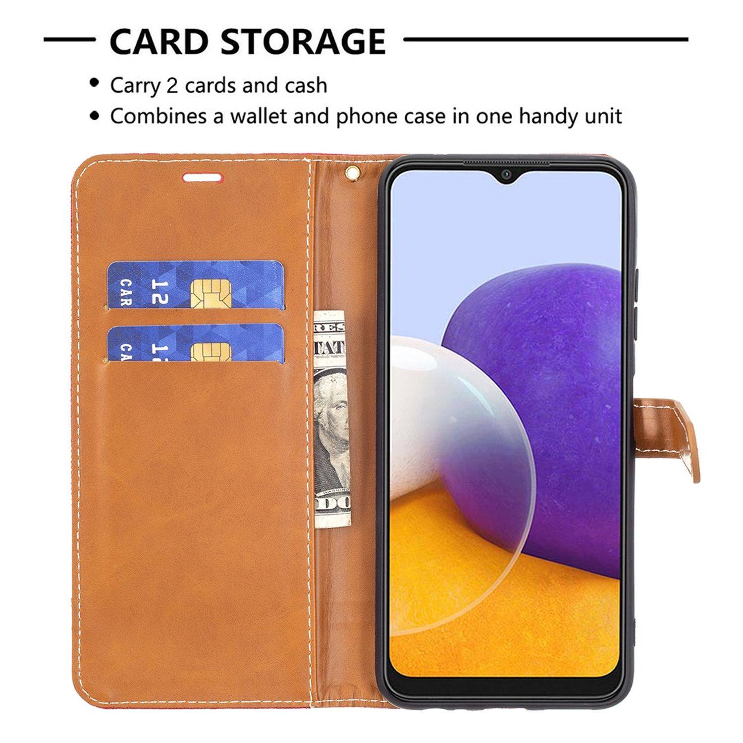 Samsung Galaxy A22 5G Handyhülle Bookcover Rot