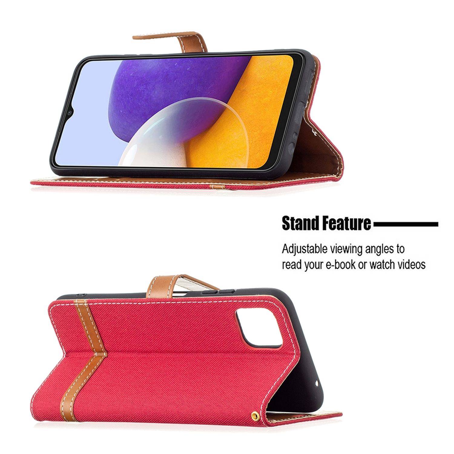 Samsung Galaxy A22 5G Handyhülle Bookcover Rot
