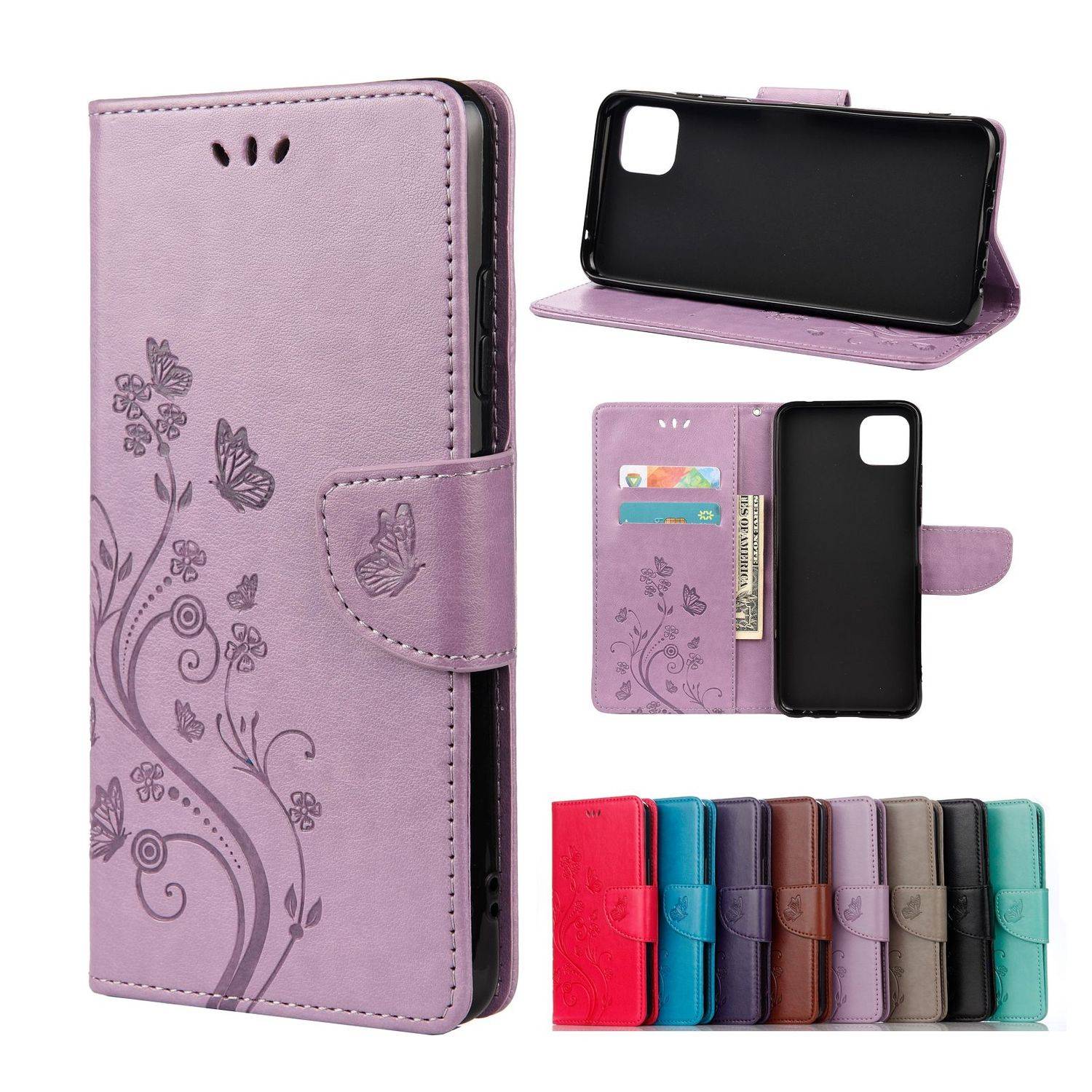 Hülle kompatibel mit Samsung Galaxy A22 5G Kunstleder Handyhülle - Handy Case Violett