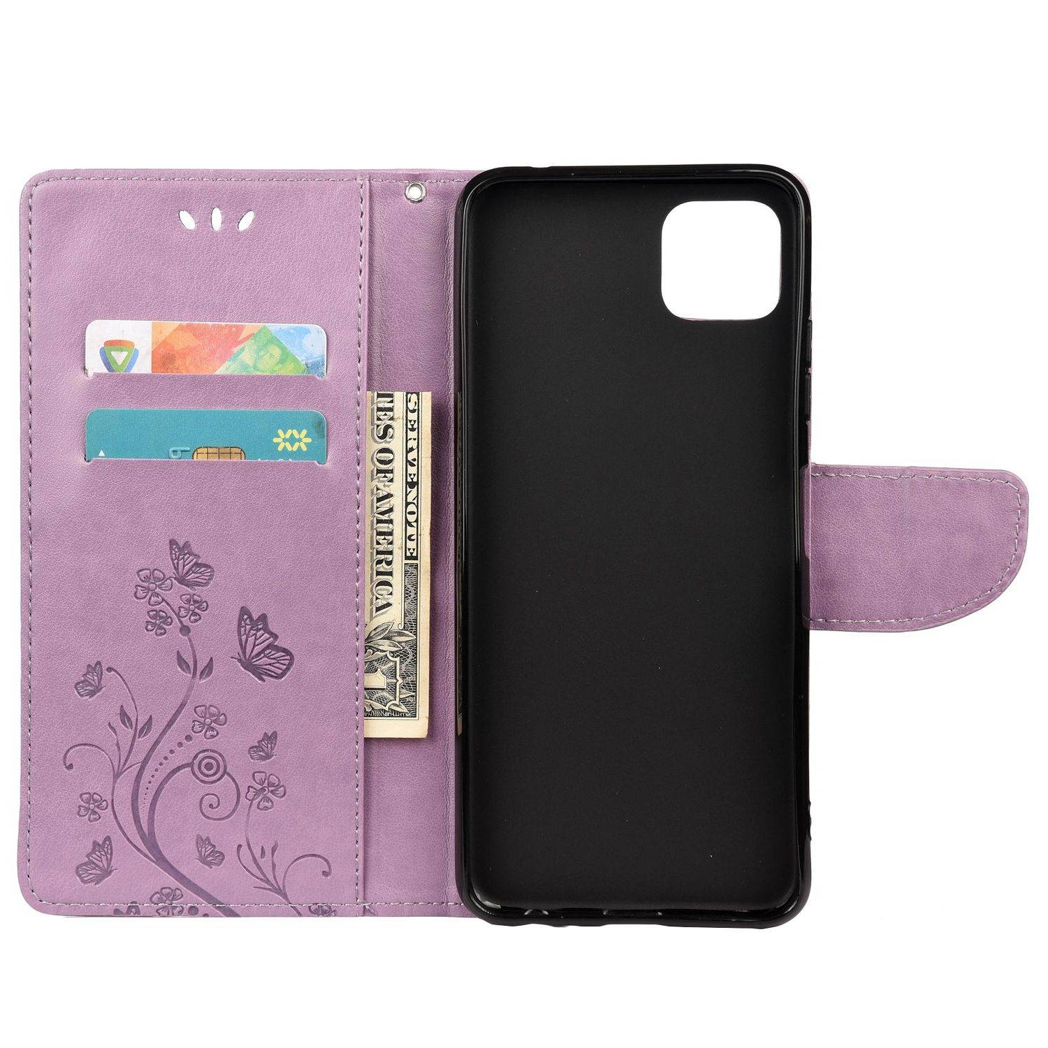 Hülle kompatibel mit Samsung Galaxy A22 5G Kunstleder Handyhülle - Handy Case Violett
