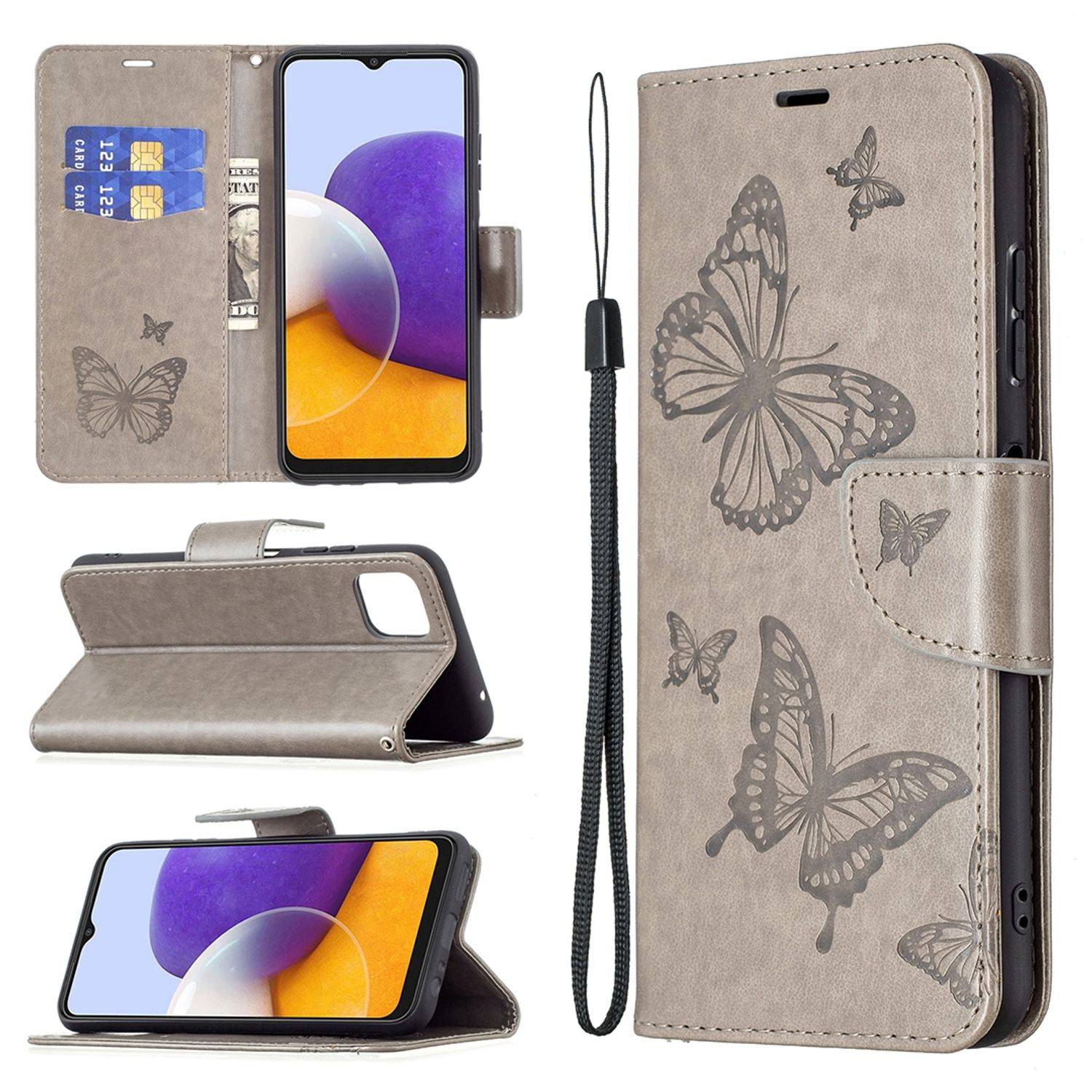 Samsung Galaxy A22 5G Handyhülle Bookcover Grau