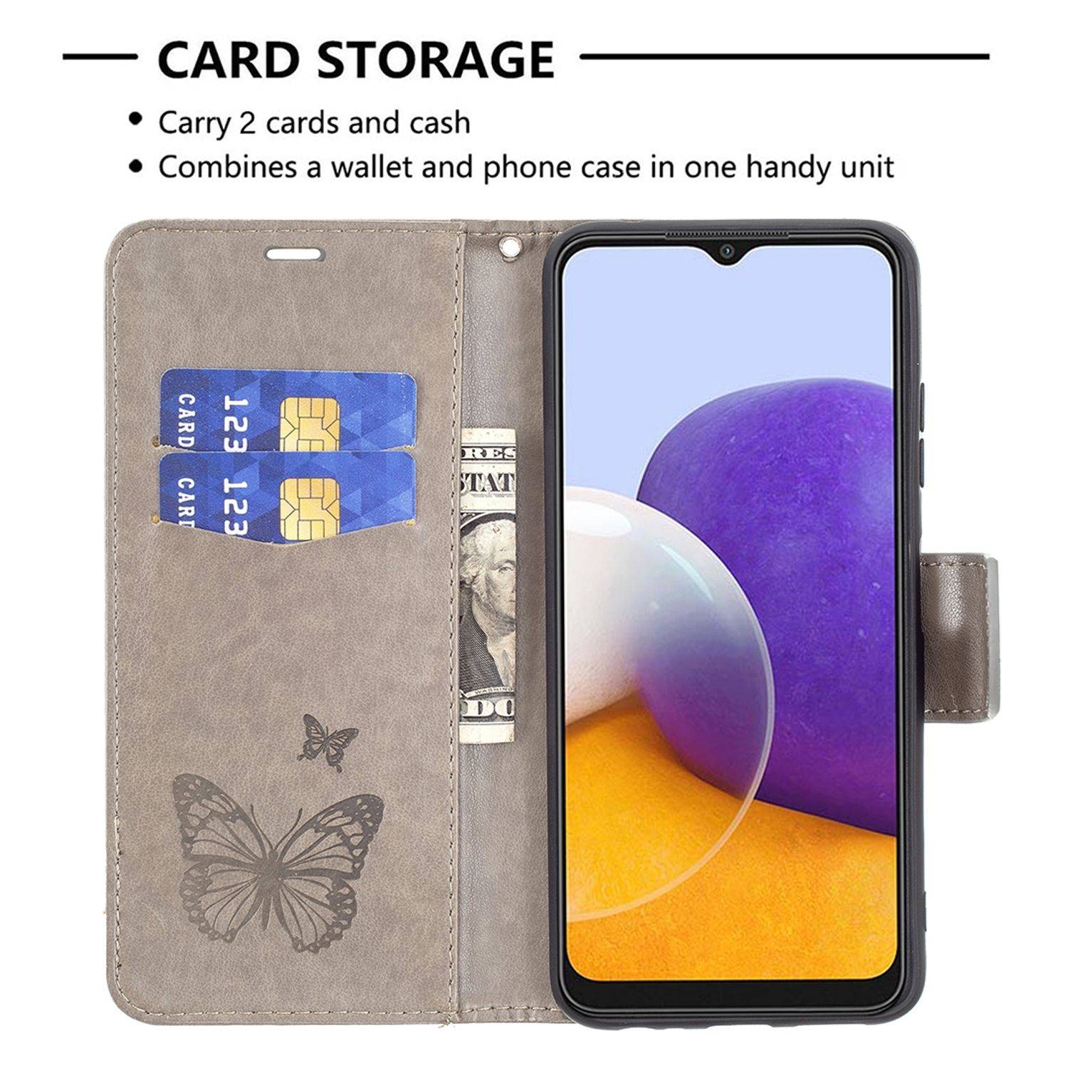 Samsung Galaxy A22 5G Handyhülle Bookcover Grau