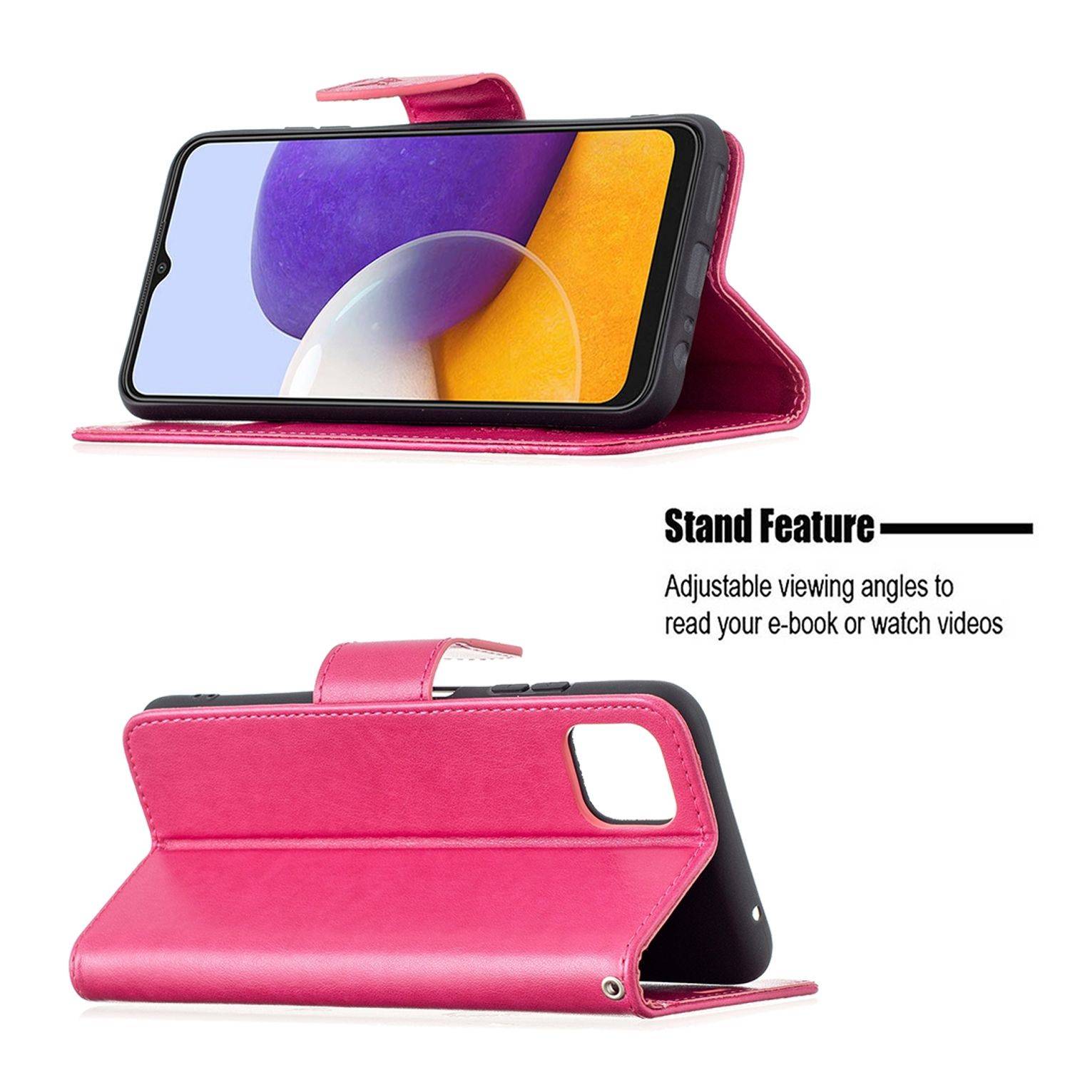 Hülle kompatibel mit Samsung Galaxy A22 5G Kunstleder Handyhülle - Handy Case Rosa