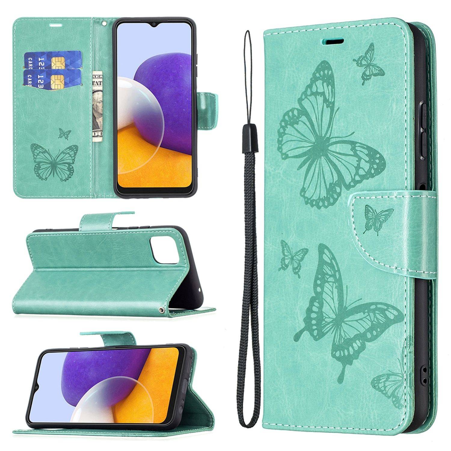 Samsung Galaxy A22 5G Handyhülle Bookcover Grün