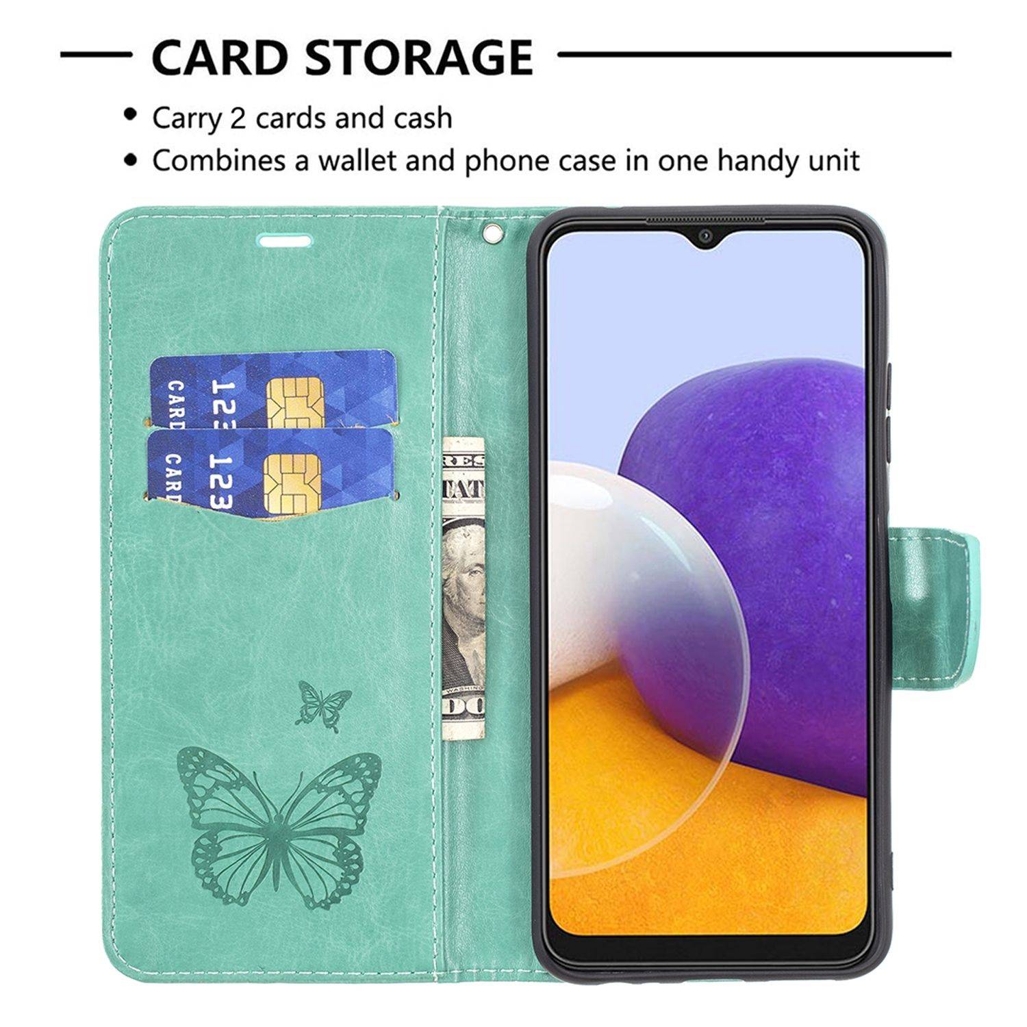 Samsung Galaxy A22 5G Handyhülle Bookcover Grün