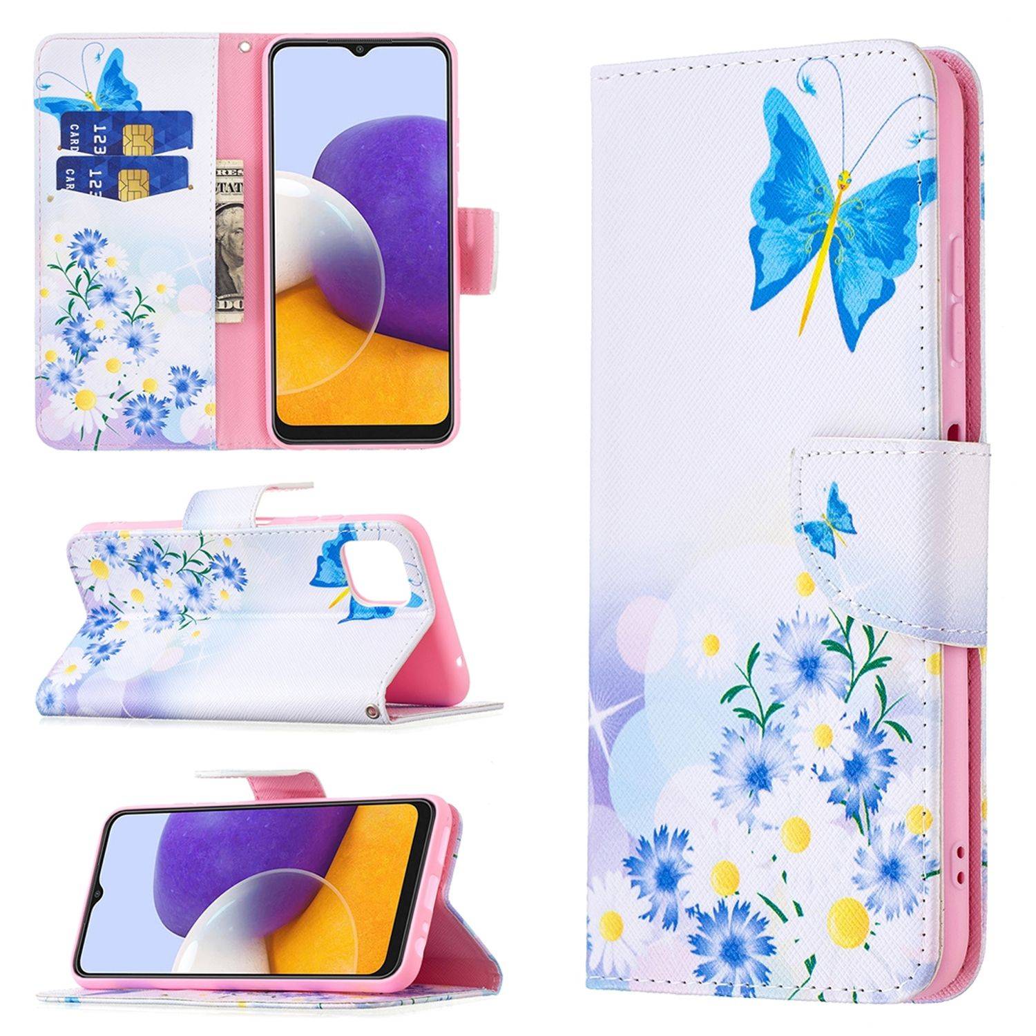 Hülle kompatibel mit Samsung Galaxy A22 5G Kunstleder Handyhülle - Handy Case Weiß