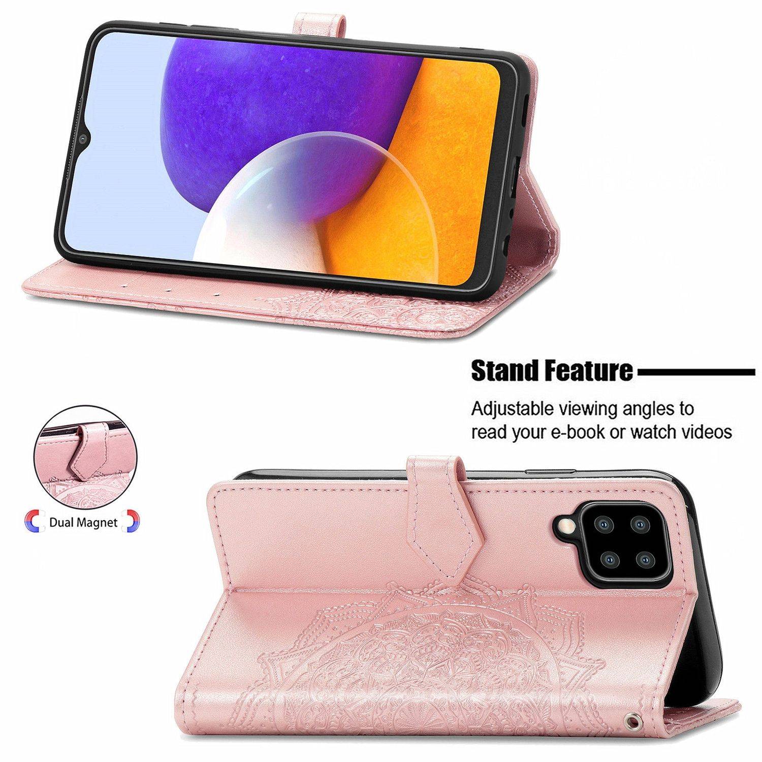 Samsung Galaxy A22 5G Handyhülle Bookcover Rosa