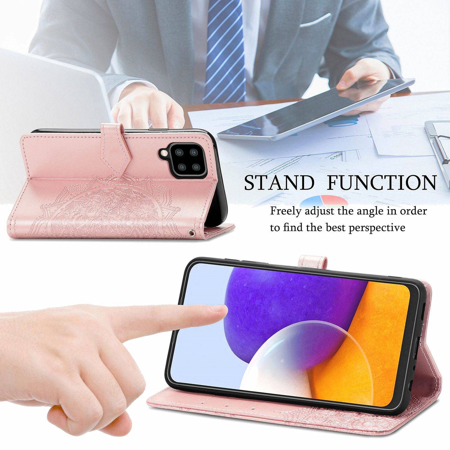 Samsung Galaxy A22 5G Handyhülle Bookcover Rosa