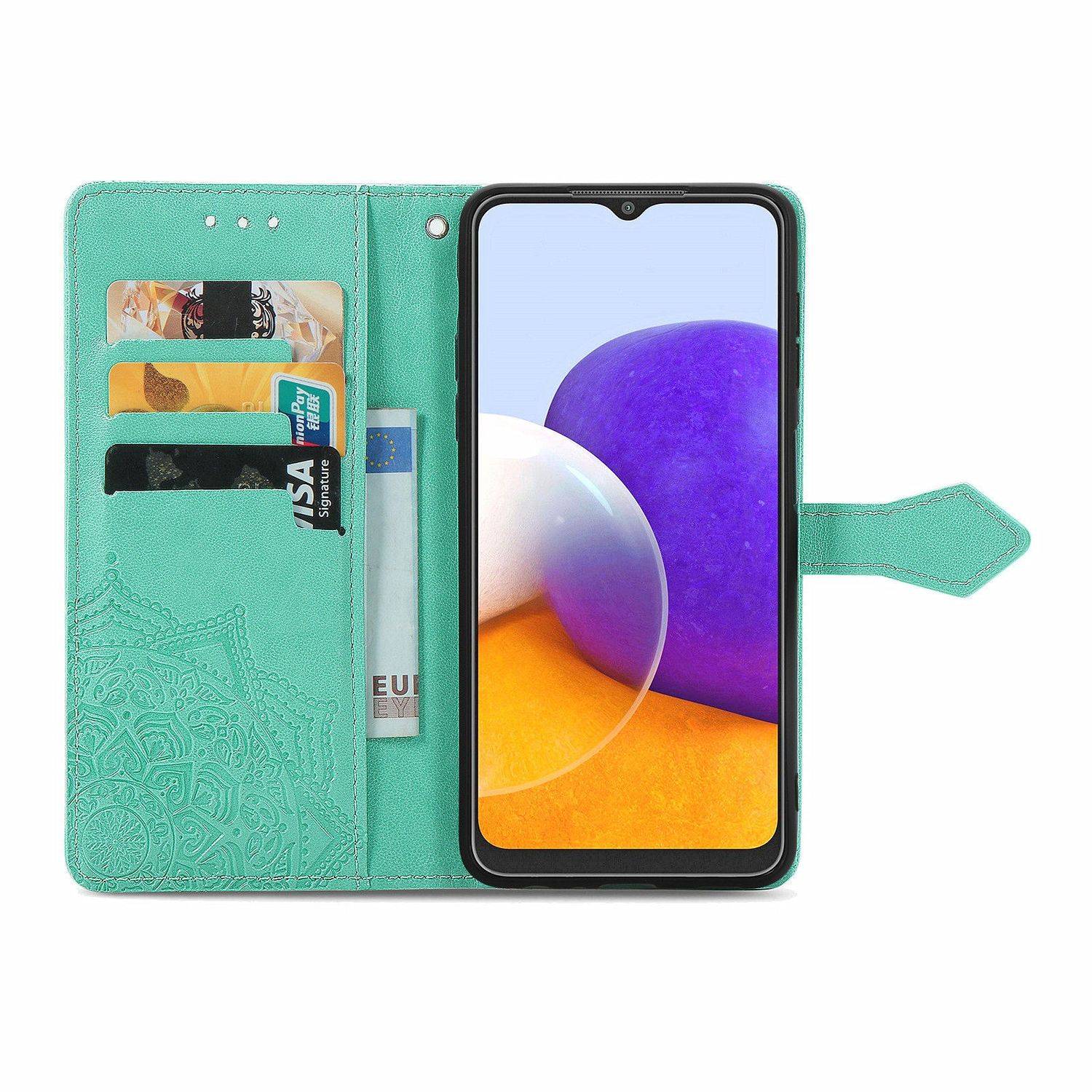 Hülle kompatibel mit Samsung Galaxy A22 5G Kunstleder Handyhülle - Handy Case Grün