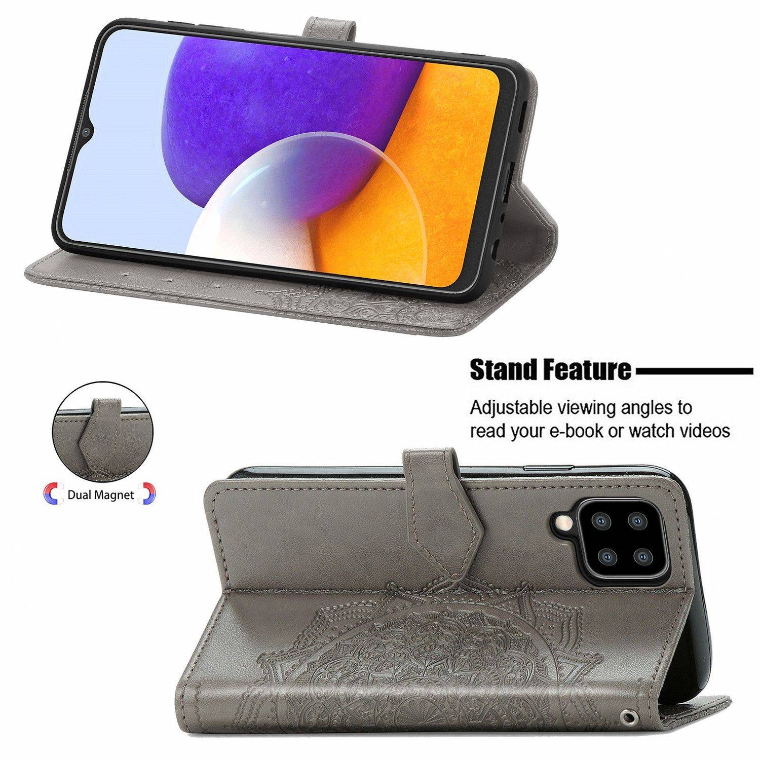 Samsung Galaxy A22 5G Handyhülle Bookcover Grau