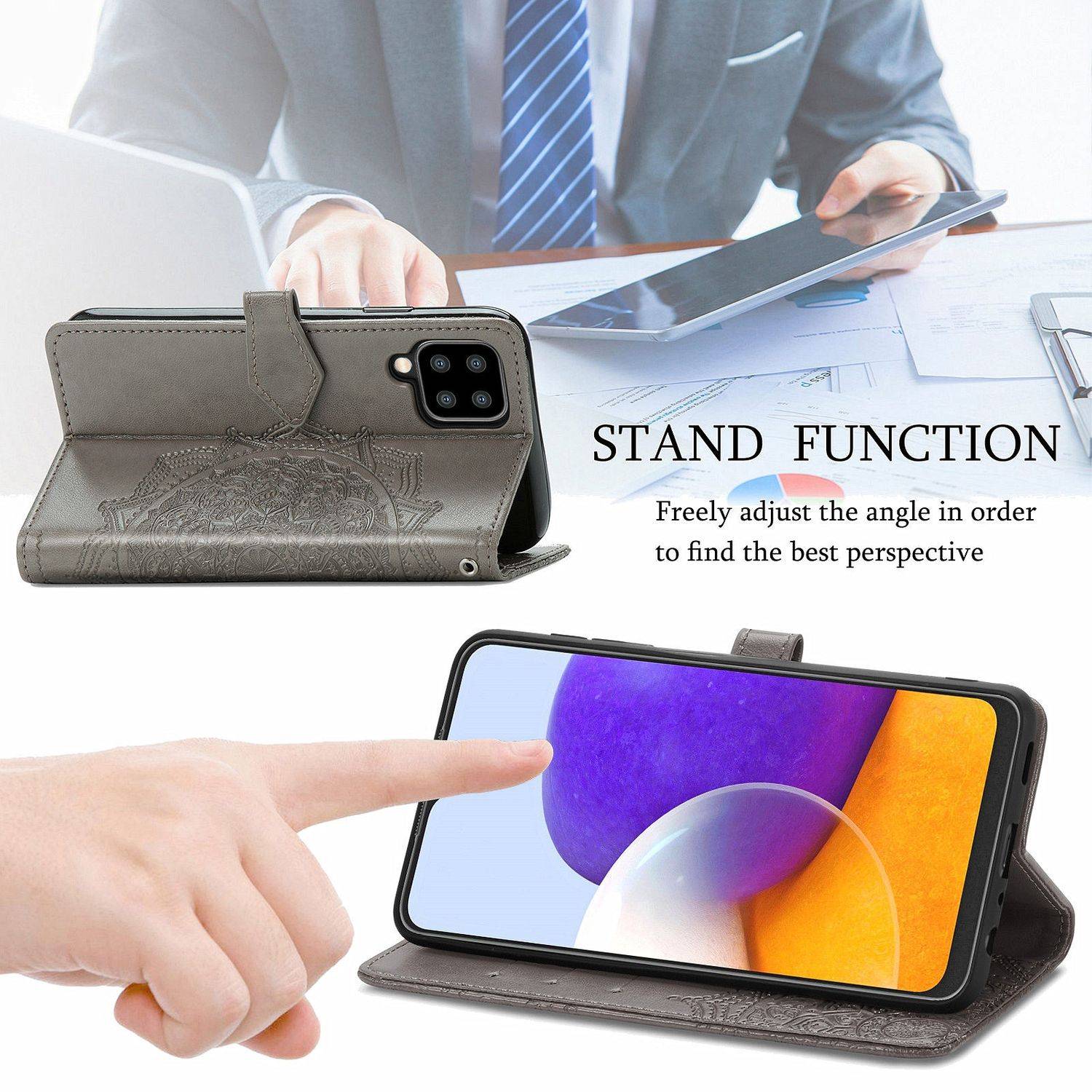 Samsung Galaxy A22 5G Handyhülle Bookcover Grau