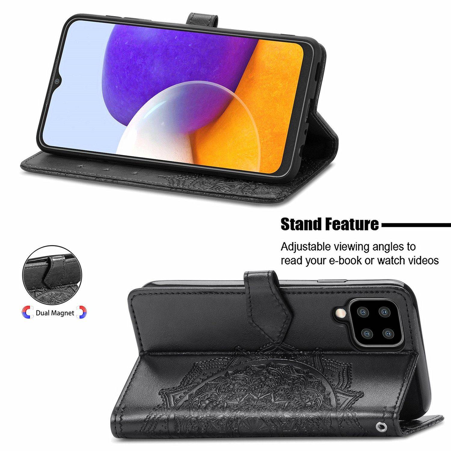 Samsung Galaxy A22 5G Handyhülle Bookcover Schwarz