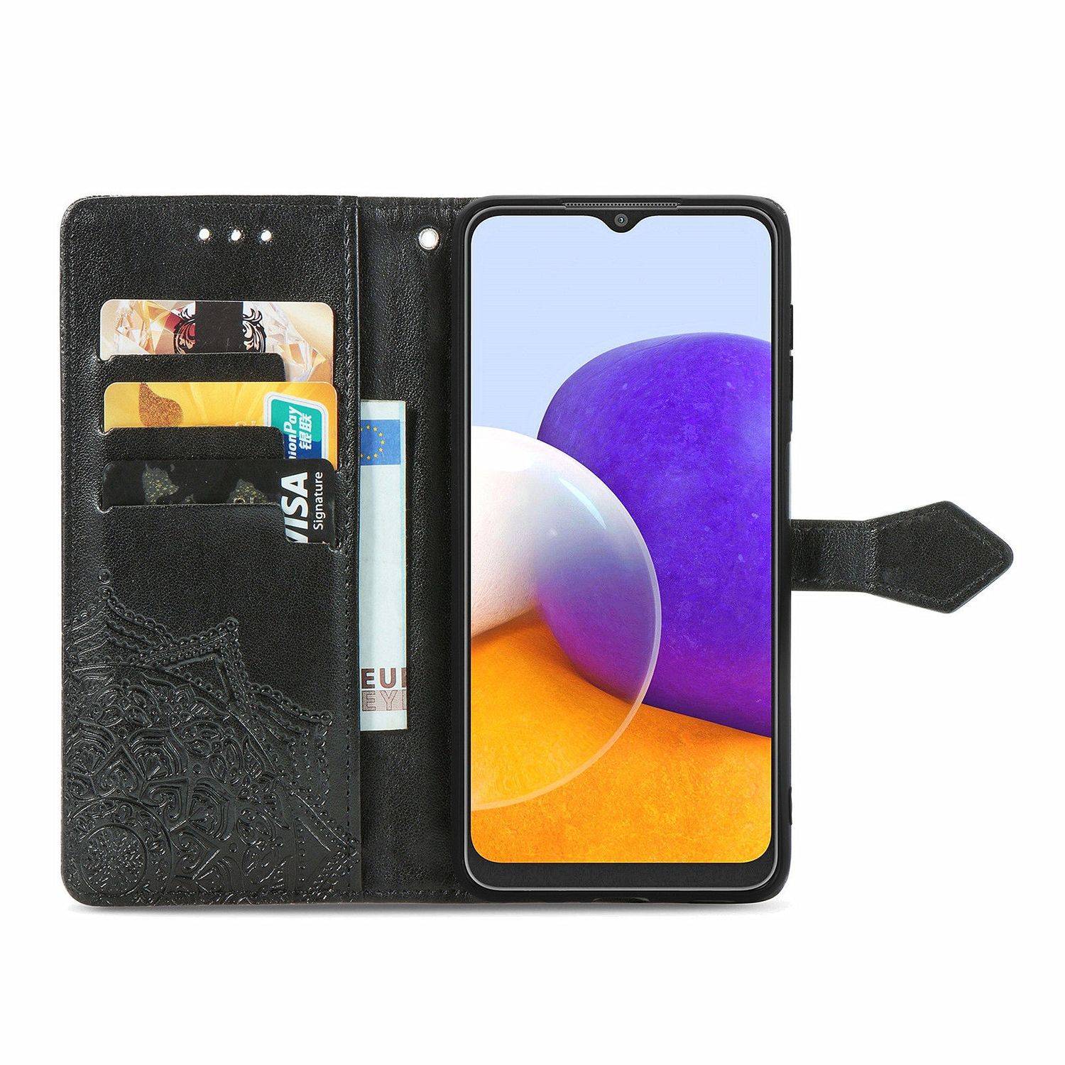 Samsung Galaxy A22 5G Handyhülle Bookcover Schwarz