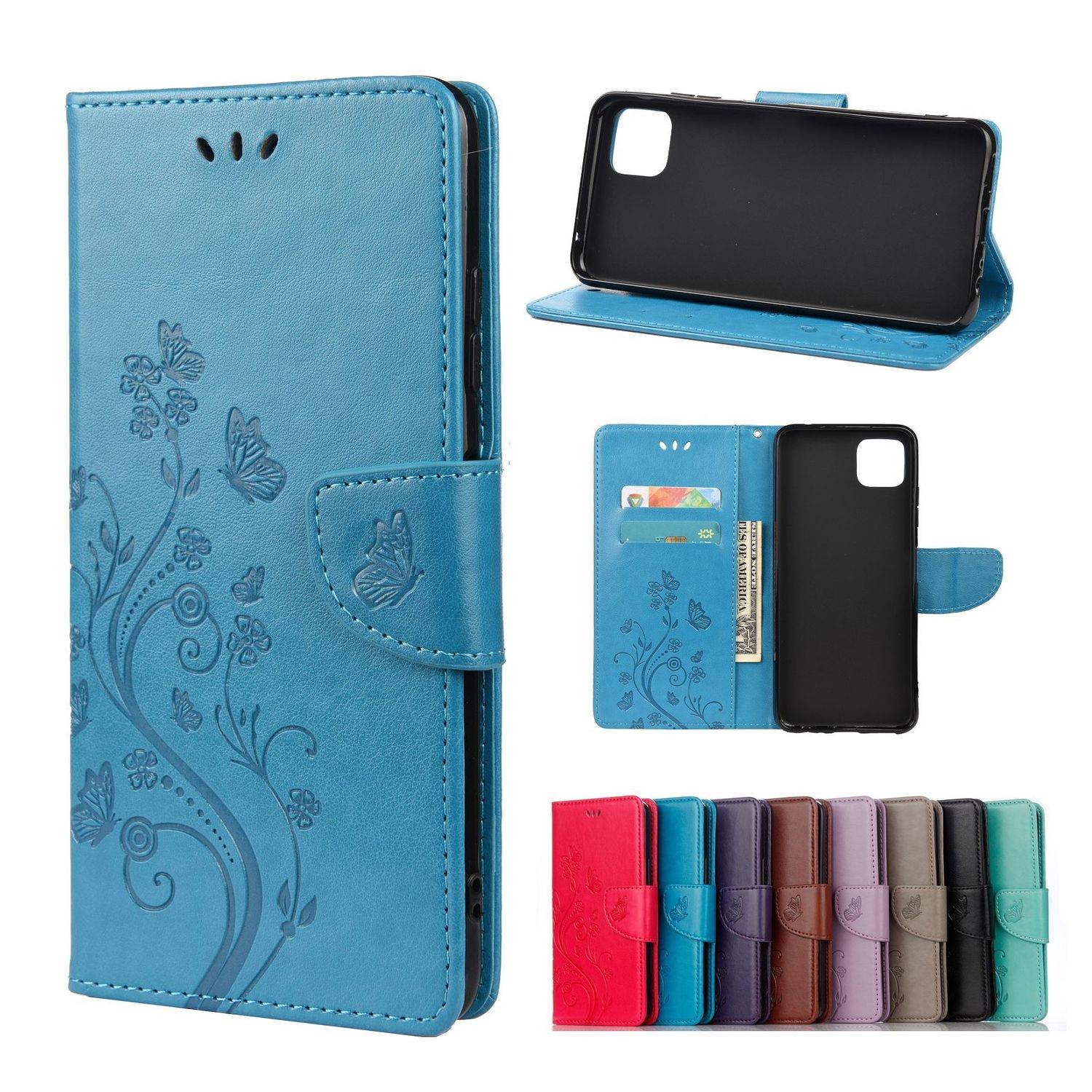 Hülle kompatibel mit Samsung Galaxy A22 5G Kunstleder Handyhülle - Handy Case Blau