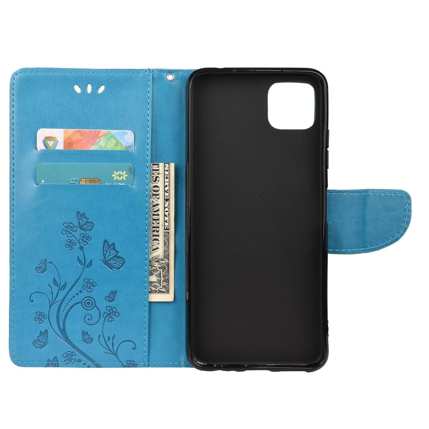 Hülle kompatibel mit Samsung Galaxy A22 5G Kunstleder Handyhülle - Handy Case Blau