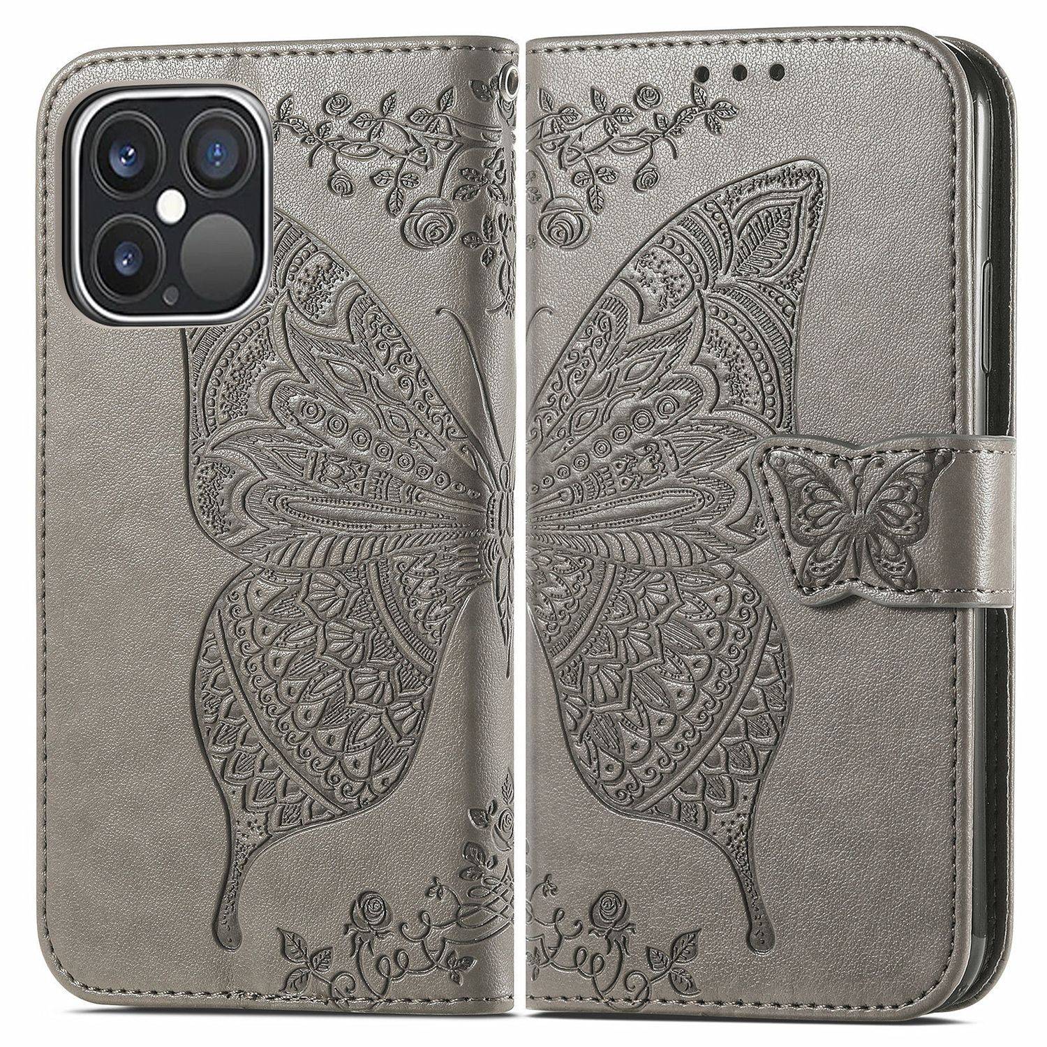Hülle kompatibel mit Apple iPhone 13 Pro Kunstleder Handyhülle - Handy Case Grau