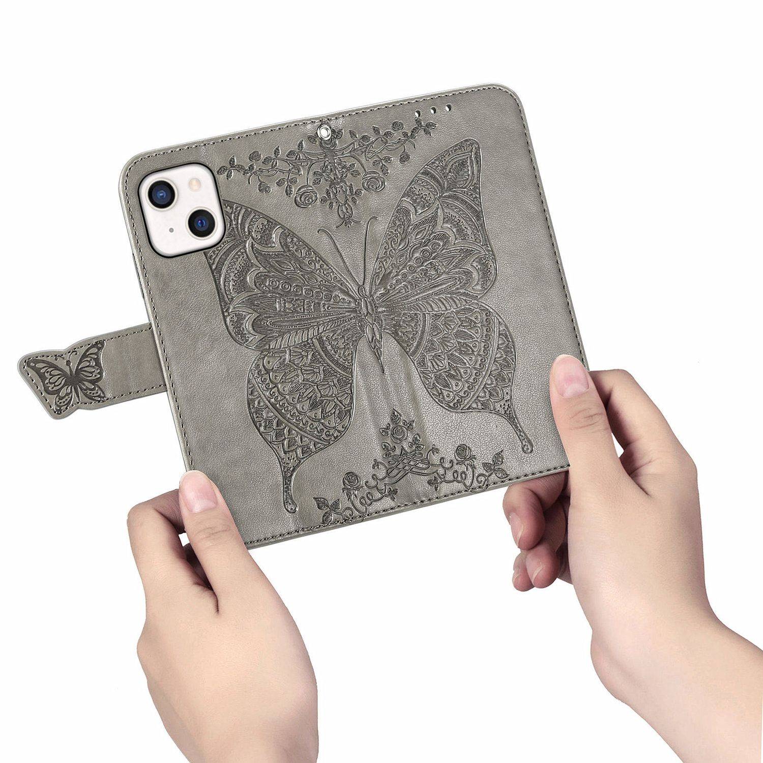 Hülle kompatibel mit Apple iPhone 13 Kunstleder Handyhülle - Handy Case Grau