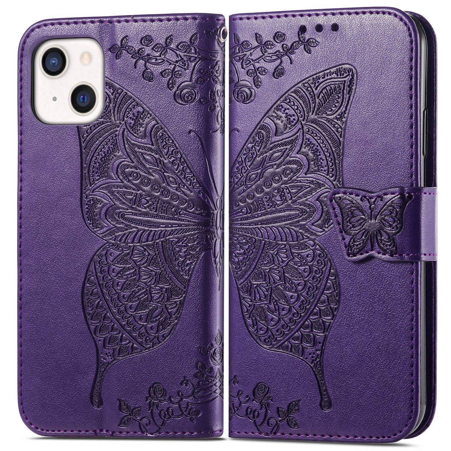 Hülle kompatibel mit Apple iPhone 13 Kunstleder Handyhülle - Handy Case Violett
