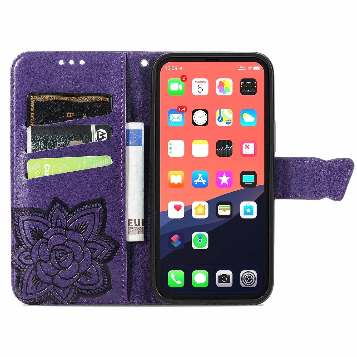 Hülle kompatibel mit Apple iPhone 13 Kunstleder Handyhülle - Handy Case Violett