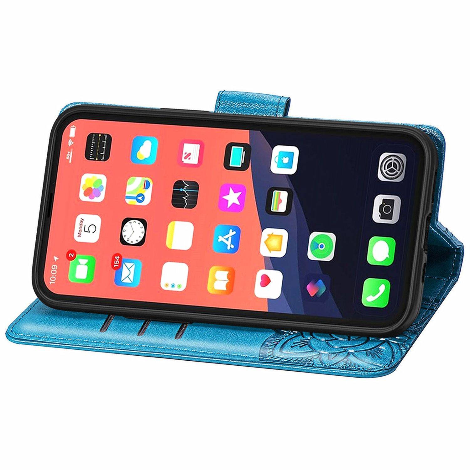 Hülle kompatibel mit Apple iPhone 13 Kunstleder Handyhülle - Handy Case Blau